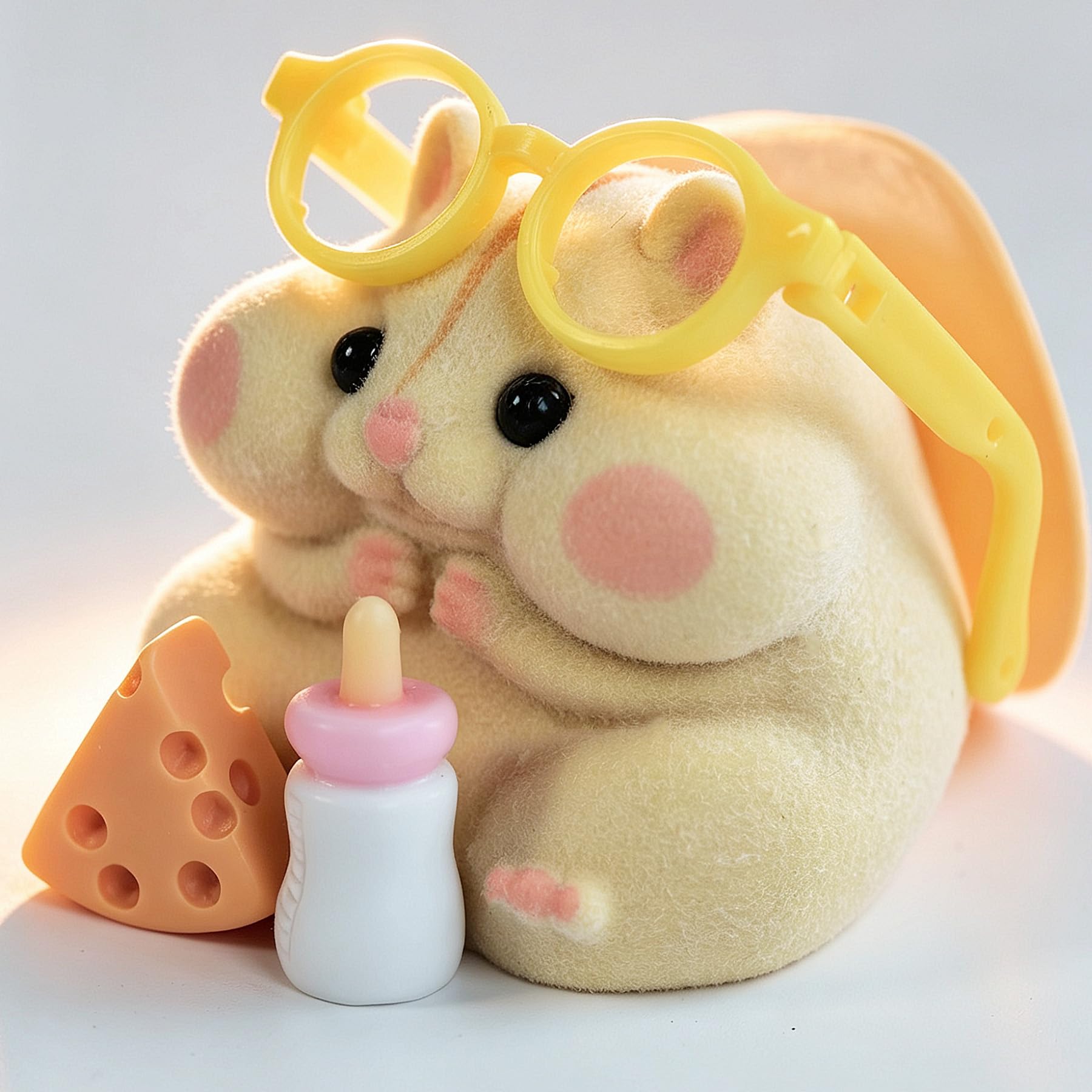 Handmade Taba Squishy Hamster Toy, Cute Squishy Stress Relief Fidget Toy | CUTE SQUEEZE Soft Non-toxic Silicone Butter Cheese Dumpling Squishy, Fuzzy Animal Sensory Toys for Kids Adults, Pink