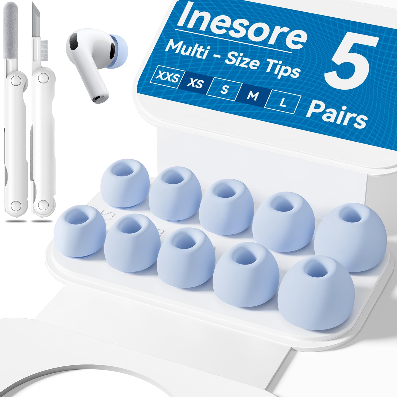 Inesore 4 Pairs Replacement Ear Tips for AirPods Pro 2nd/1st (Dark red) | with Noise Reduction Hole & Built-in dust Guard Screen,Silicone,with Portable Storage Box & Cleaner Pen,4 Size (XS/S/M/L)