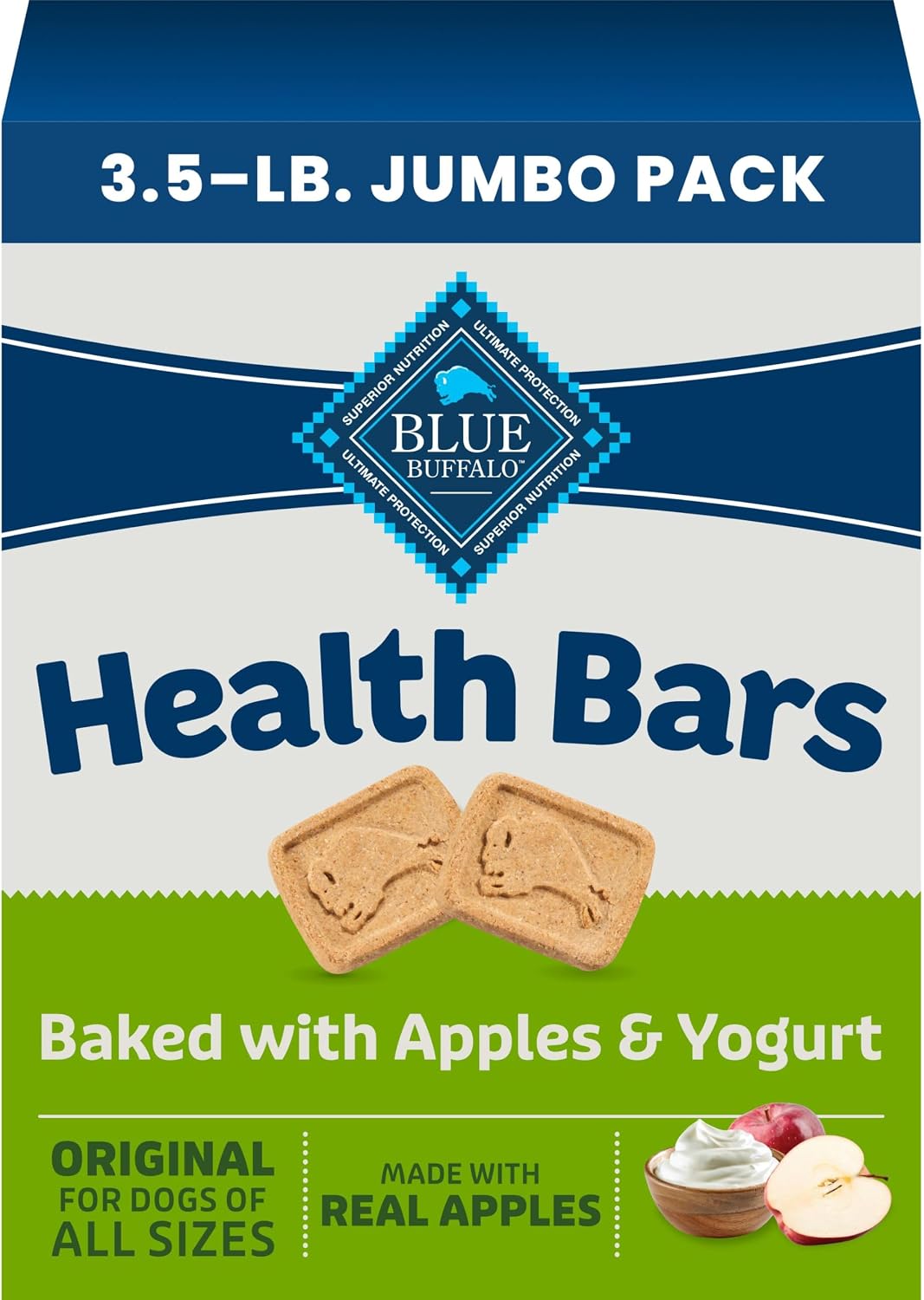 Blue Buffalo Health Bars Pumpkin & Cinnamon Dog Biscuits, 16 oz | Oven-Baked, Crunchy Texture, No Chicken By-Product, Corn, Wheat, or Soy