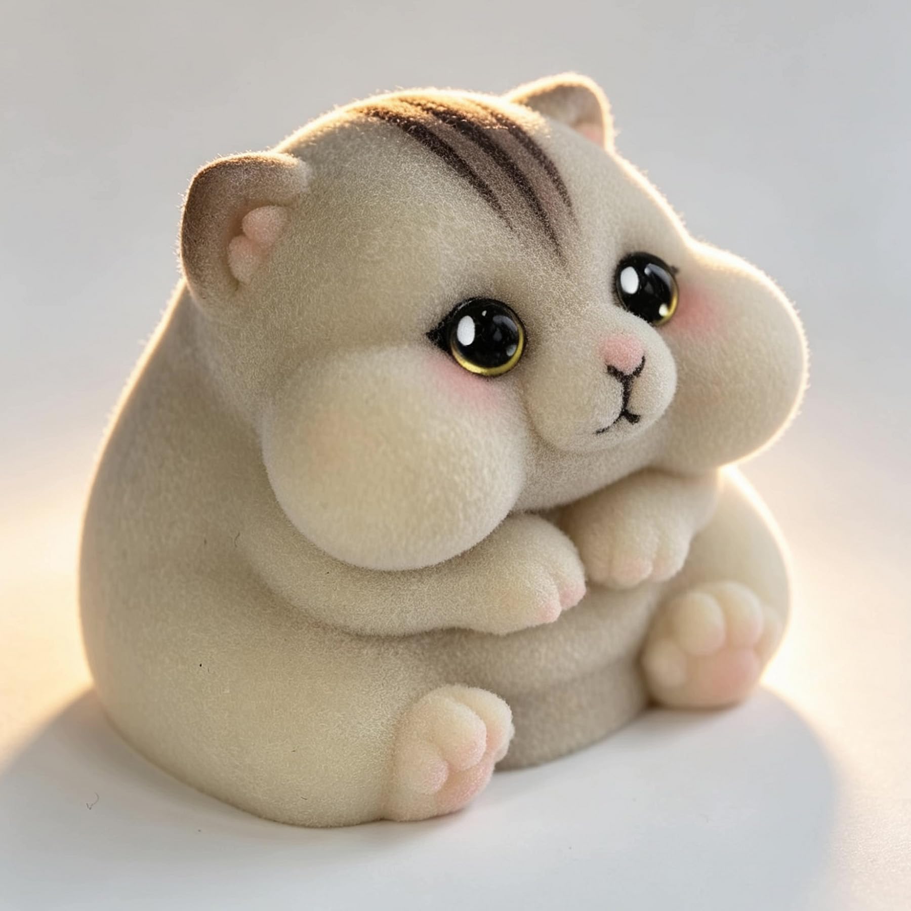 Handmade Taba Squishy Hamster Toy, Cute Squishy Stress Relief Fidget Toy | CUTE SQUEEZE Soft Non-toxic Silicone Butter Cheese Dumpling Squishy, Fuzzy Animal Sensory Toys for Kids Adults, Pink