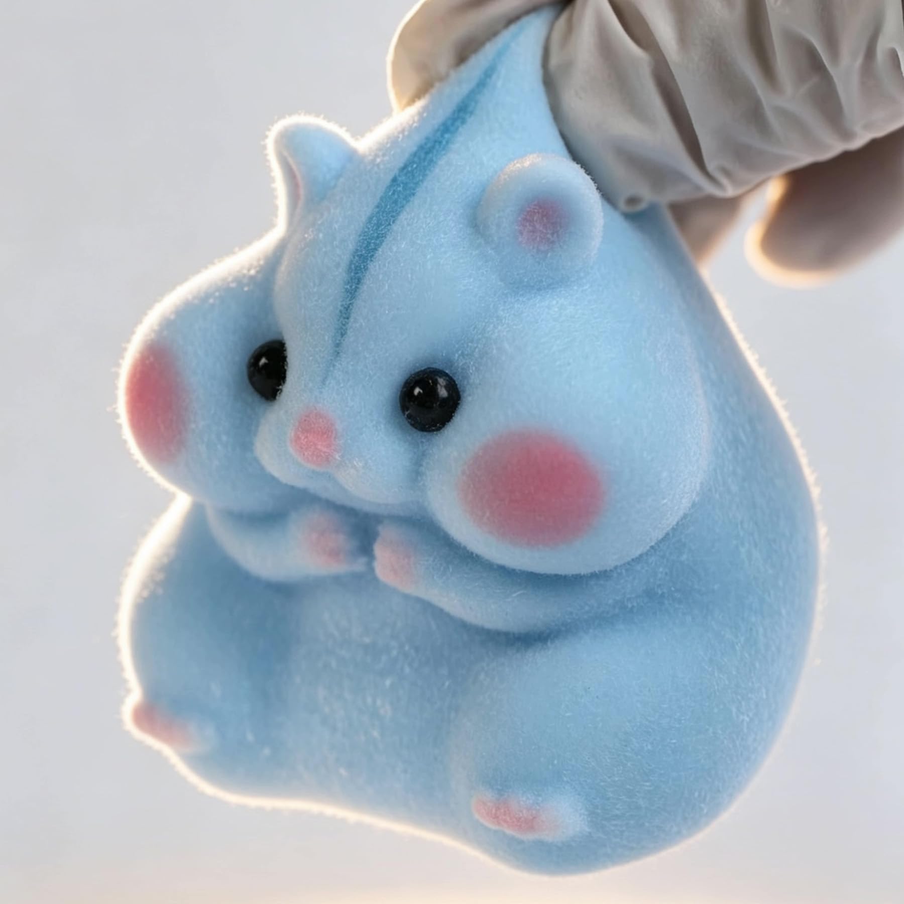 Handmade Taba Squishy Hamster Toy, Cute Squishy Stress Relief Fidget Toy | CUTE SQUEEZE Soft Non-toxic Silicone Butter Cheese Dumpling Squishy, Fuzzy Animal Sensory Toys for Kids Adults, Pink