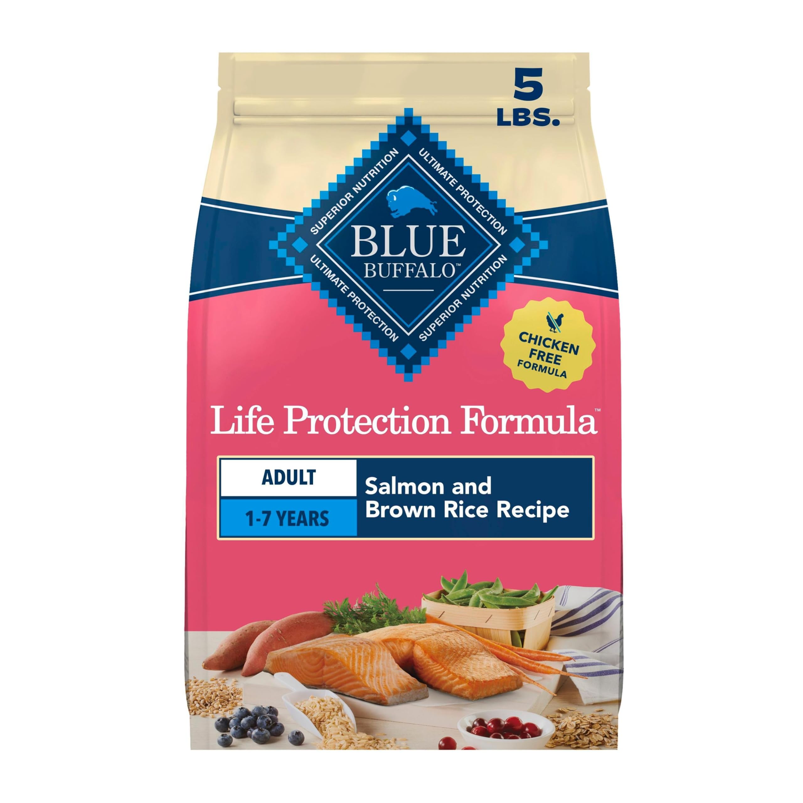 Blue Buffalo Life Protection Formula Chicken Adult Dry Dog Food, 5 lb | Real Chicken #1 Ingredient, Supports Immunity with Antioxidant-Rich LifeSource Bits, Promotes Healthy Muscle Development