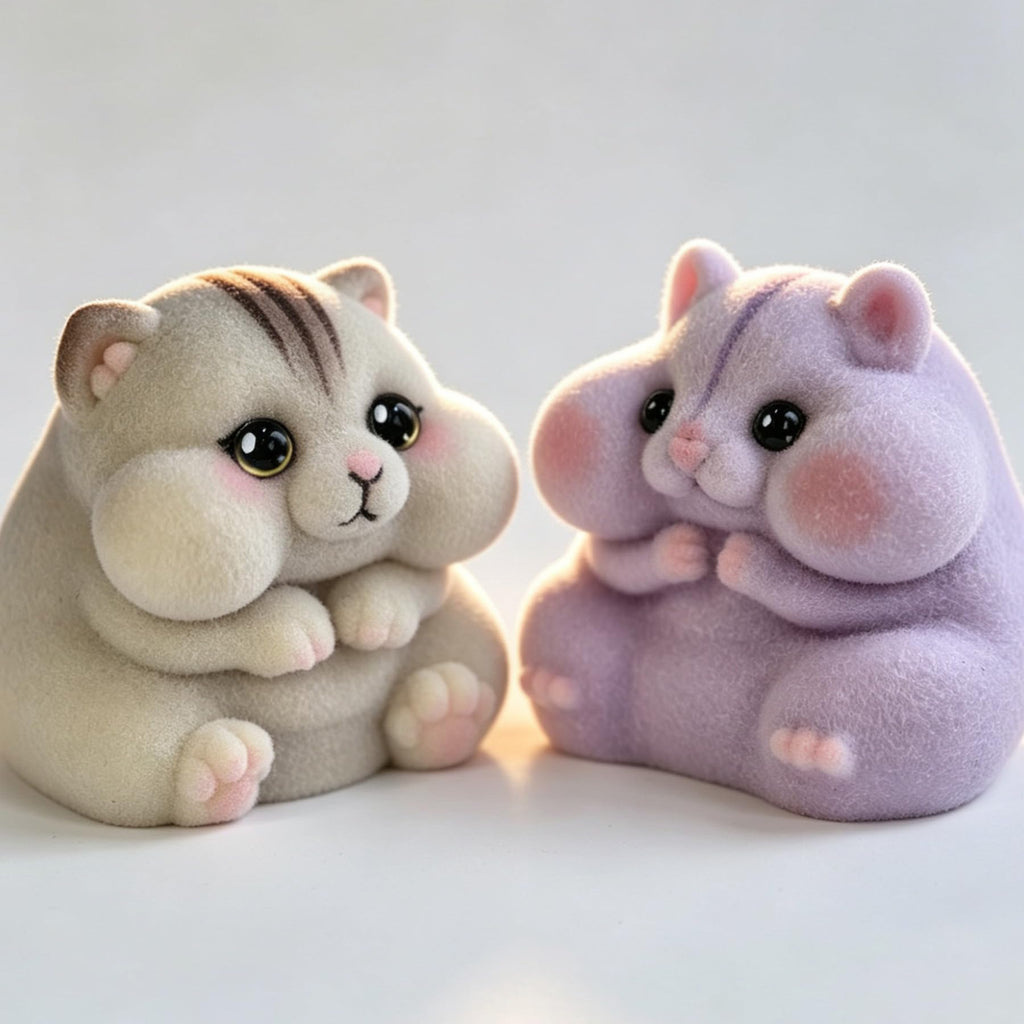 Handmade Taba Squishy Hamster Toy, Cute Squishy Stress Relief Fidget Toy | CUTE SQUEEZE Soft Non-toxic Silicone Butter Cheese Dumpling Squishy, Fuzzy Animal Sensory Toys for Kids Adults, Pink