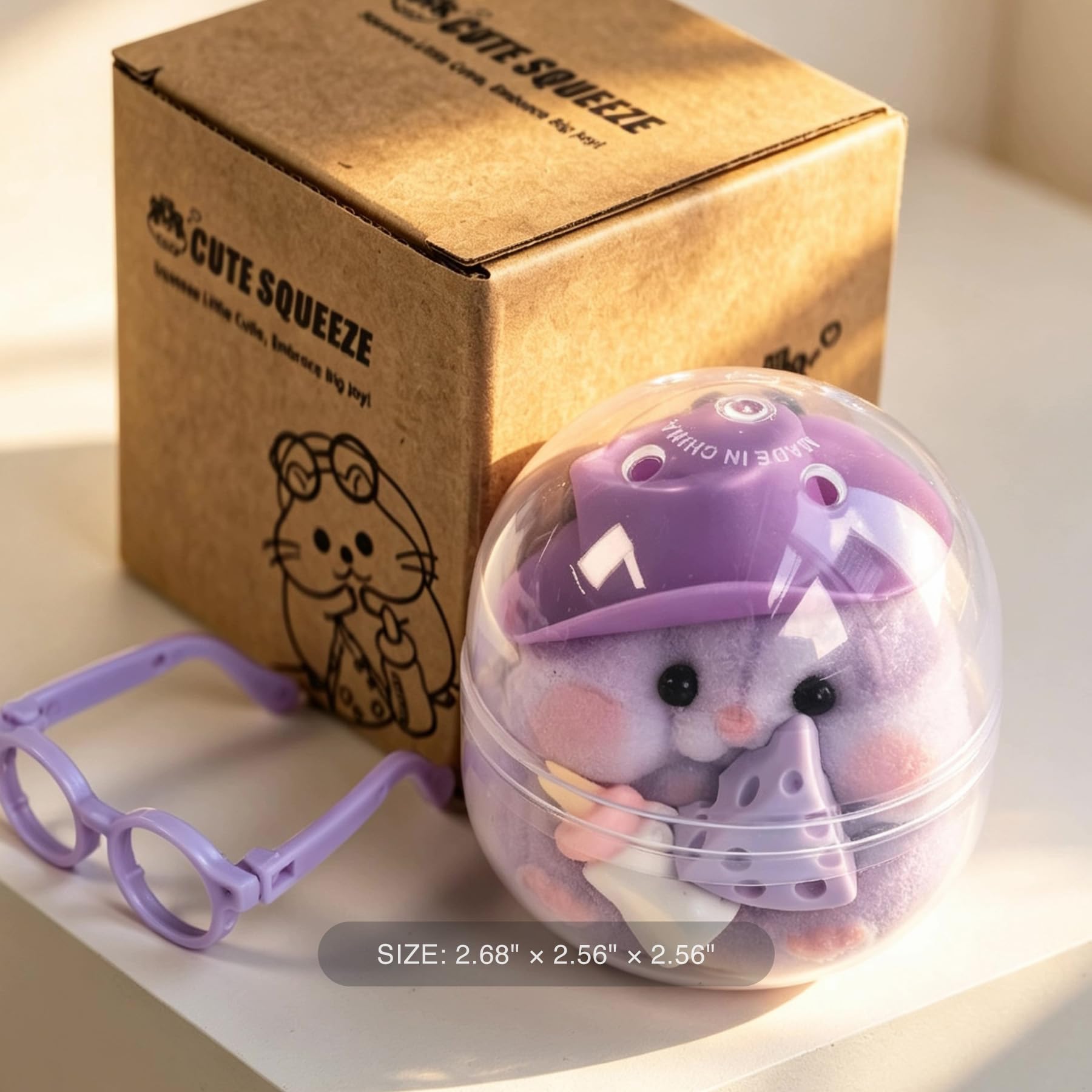 Handmade Taba Squishy Hamster Toy, Cute Squishy Stress Relief Fidget Toy | CUTE SQUEEZE Soft Non-toxic Silicone Butter Cheese Dumpling Squishy, Fuzzy Animal Sensory Toys for Kids Adults, Pink