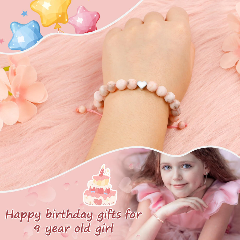 Sereney Birthday Gifts for Girls, 1-16 Year Old Girl Birthday Bracelet Gift | Adjustable Cross Pearl Beaded Bracelet, Happy Birthday Gifts for Daughter Granddaughter Niece, Handmade Link for Happy Bday