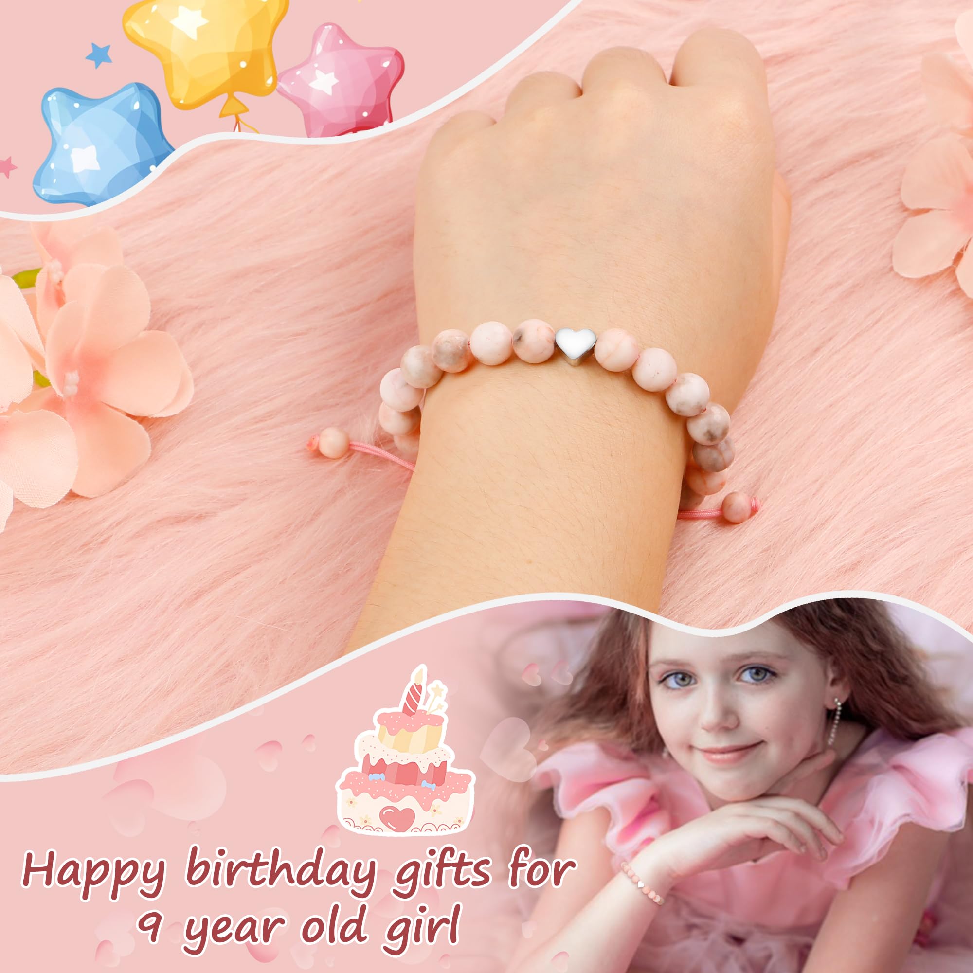 Sereney Birthday Gifts for Girls, 1-16 Year Old Girl Birthday Bracelet Gift | Adjustable Cross Pearl Beaded Bracelet, Happy Birthday Gifts for Daughter Granddaughter Niece, Handmade Link for Happy Bday