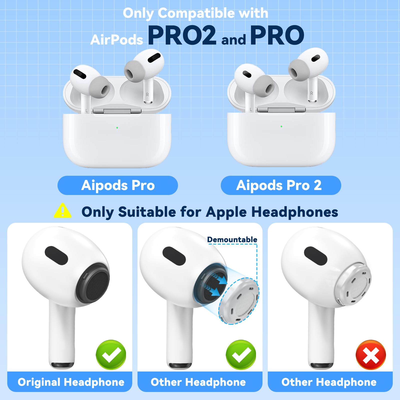 Inesore 4 Pairs Replacement Ear Tips for AirPods Pro 2nd/1st (Dark red) | with Noise Reduction Hole & Built-in dust Guard Screen,Silicone,with Portable Storage Box & Cleaner Pen,4 Size (XS/S/M/L)