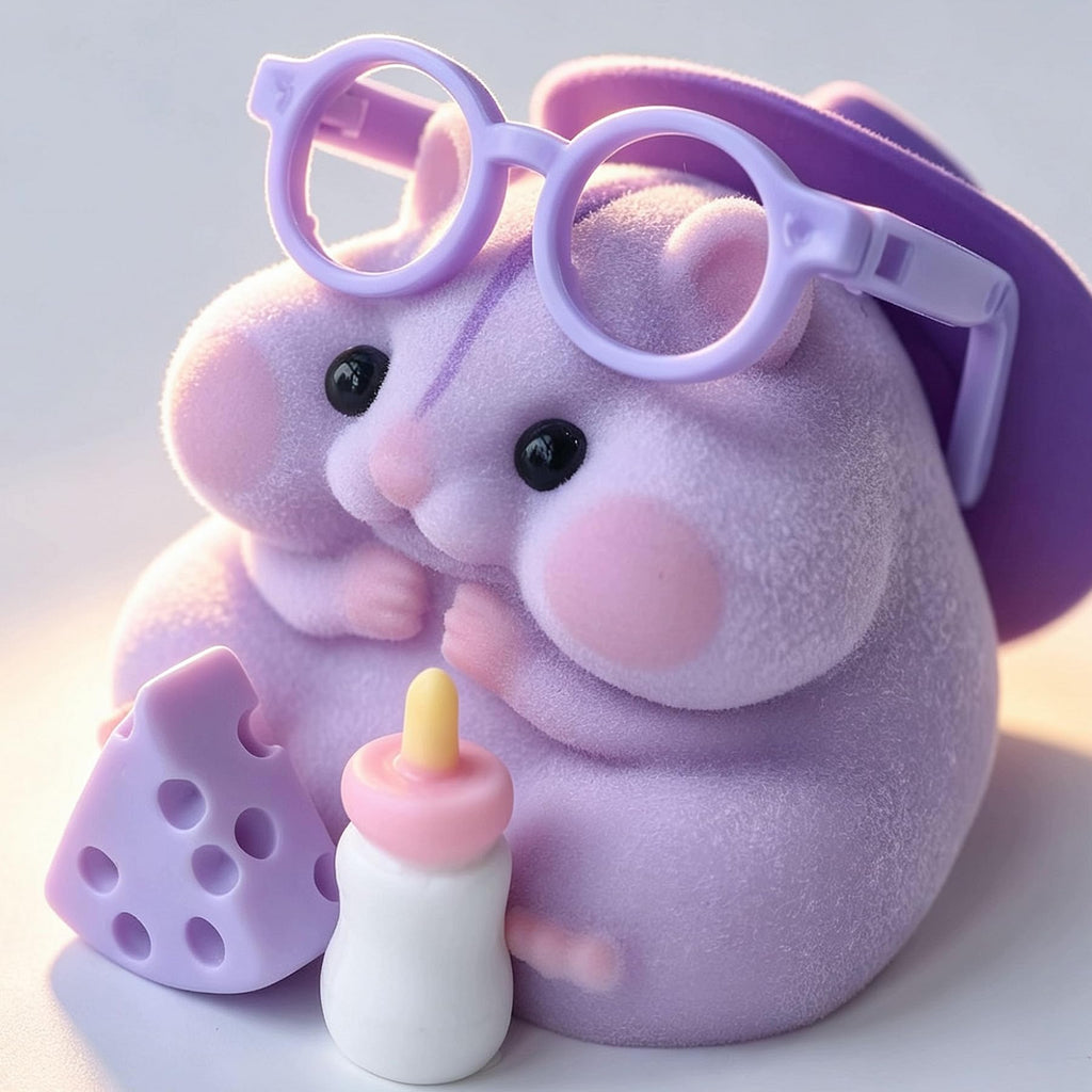 Handmade Taba Squishy Hamster Toy, Cute Squishy Stress Relief Fidget Toy | CUTE SQUEEZE Soft Non-toxic Silicone Butter Cheese Dumpling Squishy, Fuzzy Animal Sensory Toys for Kids Adults, Pink