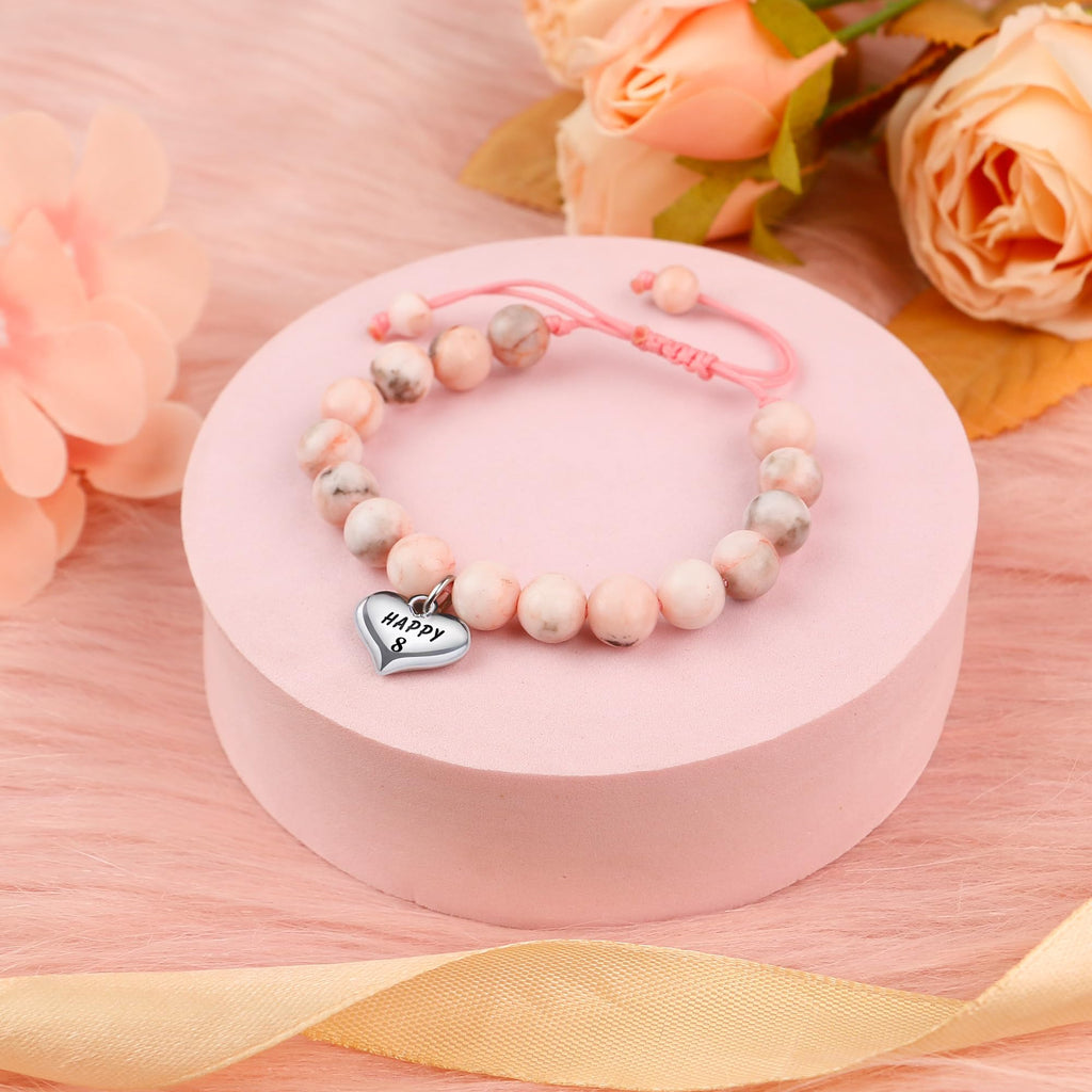 Sereney Birthday Gifts for Girls, 1-16 Year Old Girl Birthday Bracelet Gift | Adjustable Cross Pearl Beaded Bracelet, Happy Birthday Gifts for Daughter Granddaughter Niece, Handmade Link for Happy Bday