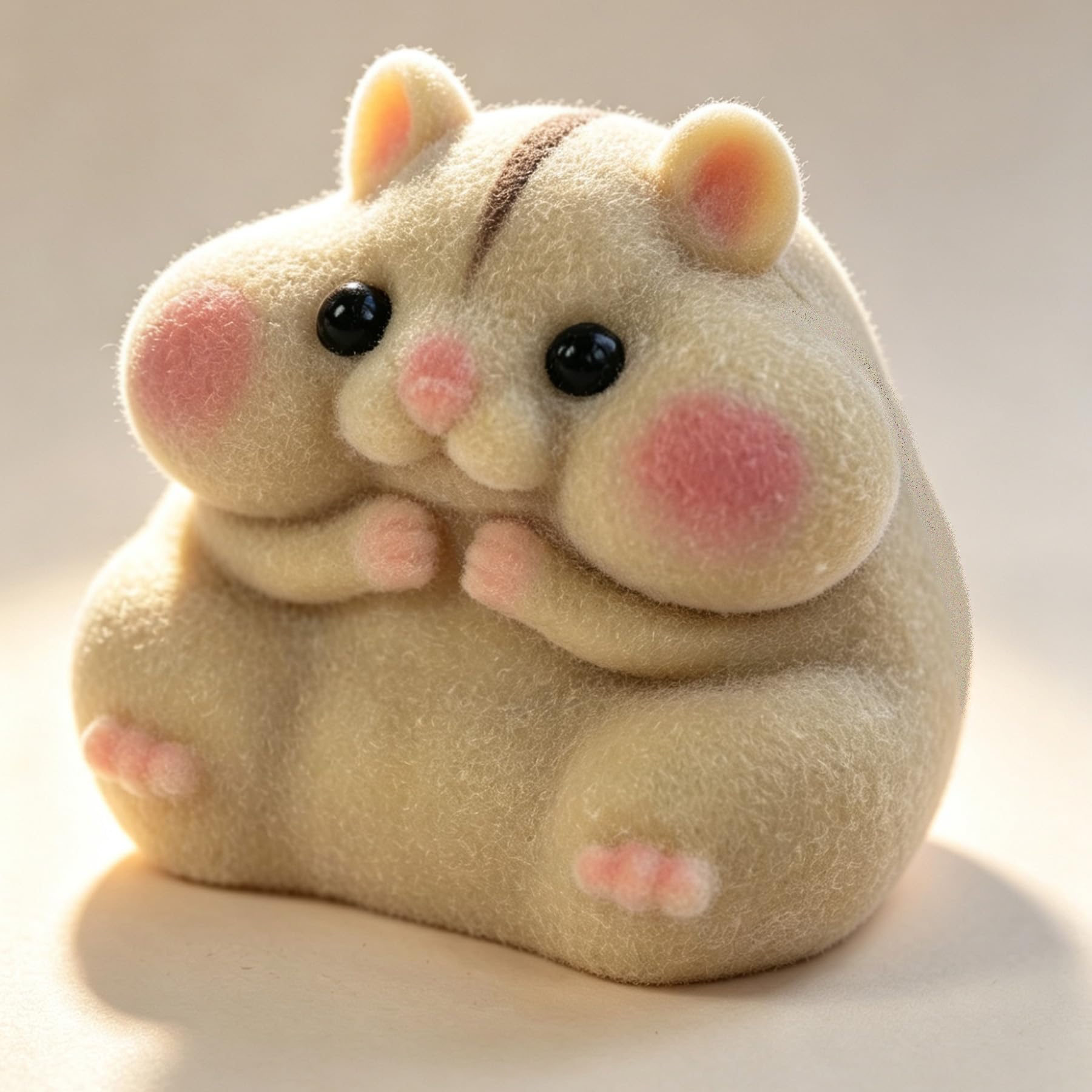 Handmade Taba Squishy Hamster Toy, Cute Squishy Stress Relief Fidget Toy | CUTE SQUEEZE Soft Non-toxic Silicone Butter Cheese Dumpling Squishy, Fuzzy Animal Sensory Toys for Kids Adults, Pink