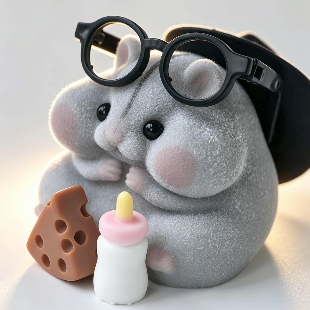 Handmade Taba Squishy Hamster Toy, Cute Squishy Stress Relief Fidget Toy | CUTE SQUEEZE Soft Non-toxic Silicone Butter Cheese Dumpling Squishy, Fuzzy Animal Sensory Toys for Kids Adults, Pink