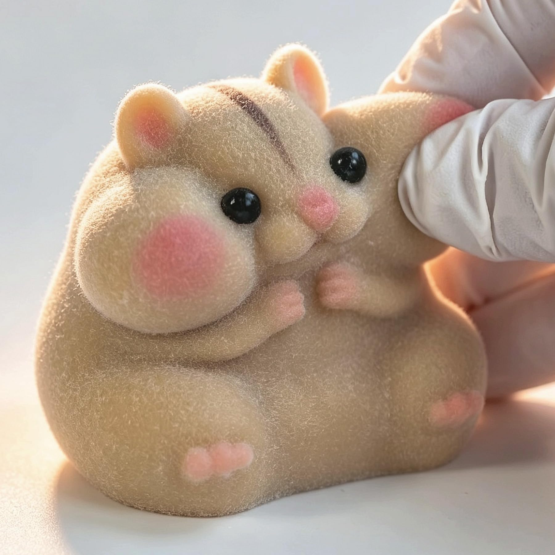 Handmade Taba Squishy Hamster Toy, Cute Squishy Stress Relief Fidget Toy | CUTE SQUEEZE Soft Non-toxic Silicone Butter Cheese Dumpling Squishy, Fuzzy Animal Sensory Toys for Kids Adults, Pink