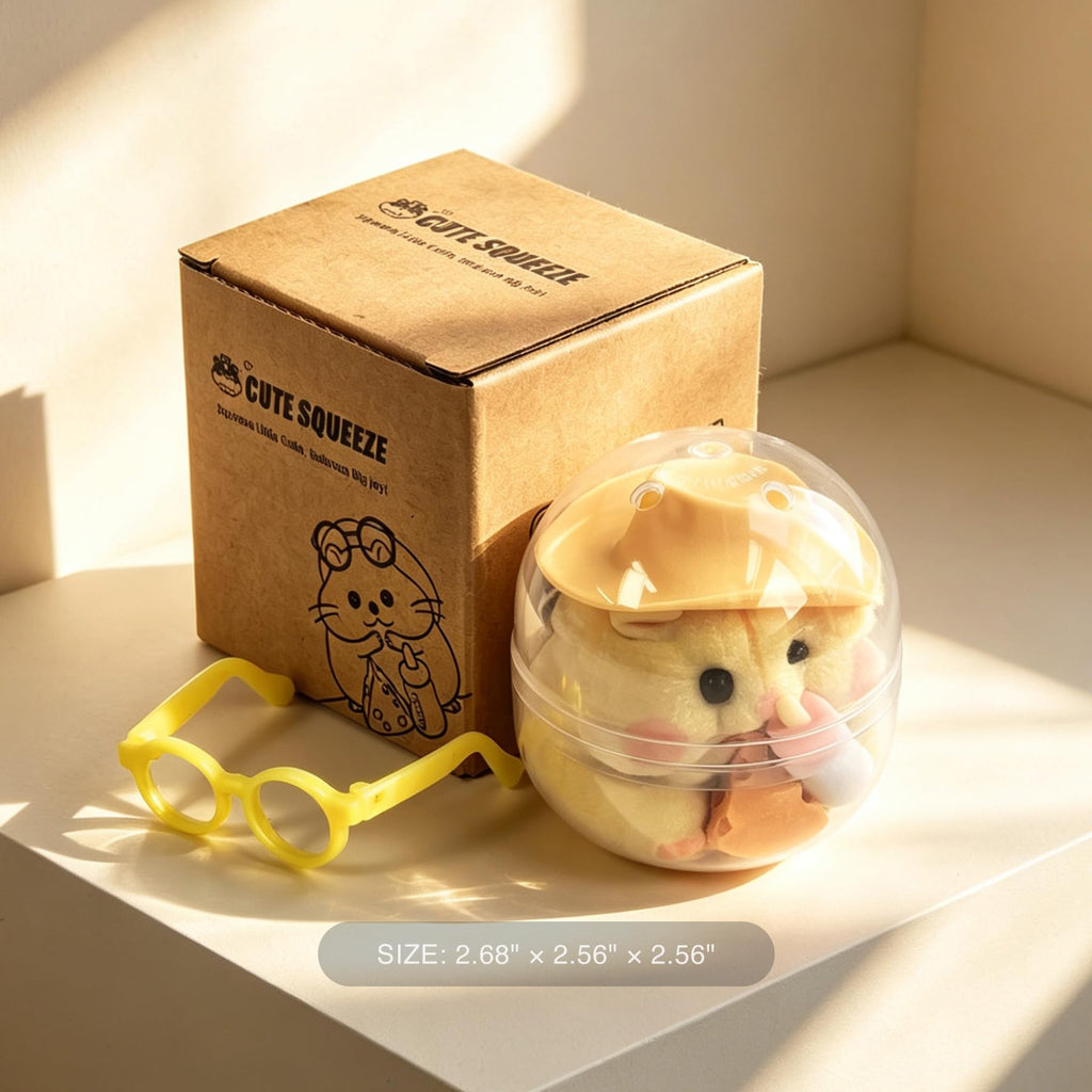 Handmade Taba Squishy Hamster Toy, Cute Squishy Stress Relief Fidget Toy | CUTE SQUEEZE Soft Non-toxic Silicone Butter Cheese Dumpling Squishy, Fuzzy Animal Sensory Toys for Kids Adults, Pink