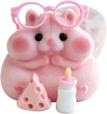 Handmade Taba Squishy Hamster Toy, Cute Squishy Stress Relief Fidget Toy | CUTE SQUEEZE Soft Non-toxic Silicone Butter Cheese Dumpling Squishy, Fuzzy Animal Sensory Toys for Kids Adults, Pink