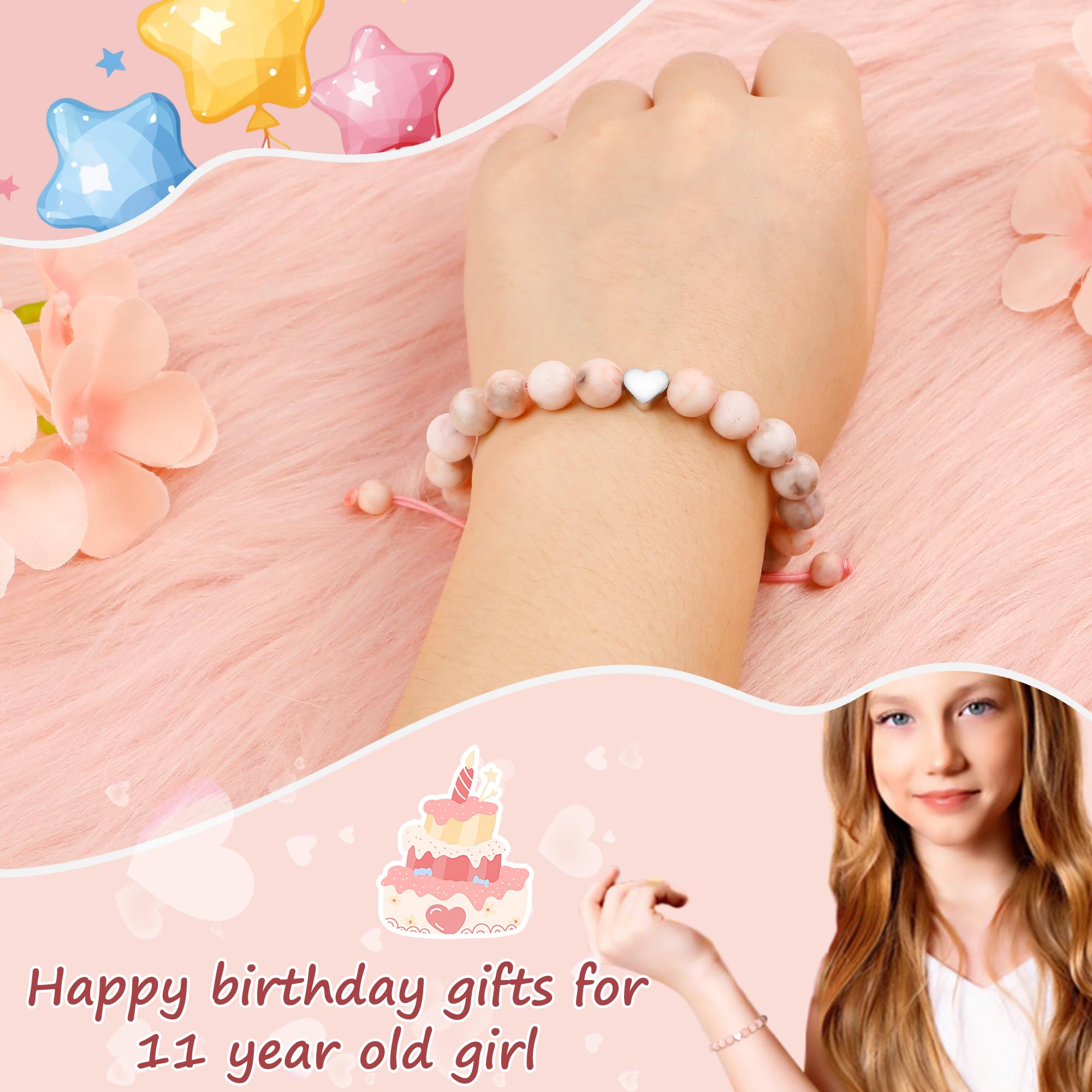 Sereney Birthday Gifts for Girls, 1-16 Year Old Girl Birthday Bracelet Gift | Adjustable Cross Pearl Beaded Bracelet, Happy Birthday Gifts for Daughter Granddaughter Niece, Handmade Link for Happy Bday
