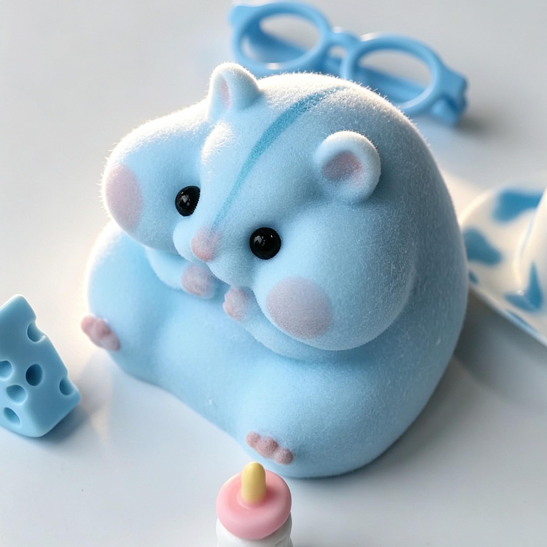 Handmade Taba Squishy Hamster Toy, Cute Squishy Stress Relief Fidget Toy | CUTE SQUEEZE Soft Non-toxic Silicone Butter Cheese Dumpling Squishy, Fuzzy Animal Sensory Toys for Kids Adults, Pink