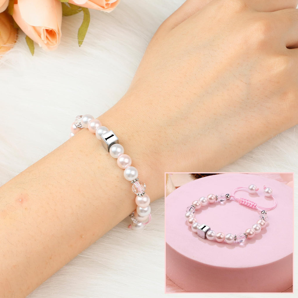 Sereney Birthday Gifts for Girls, 1-16 Year Old Girl Birthday Bracelet Gift | Adjustable Cross Pearl Beaded Bracelet, Happy Birthday Gifts for Daughter Granddaughter Niece, Handmade Link for Happy Bday