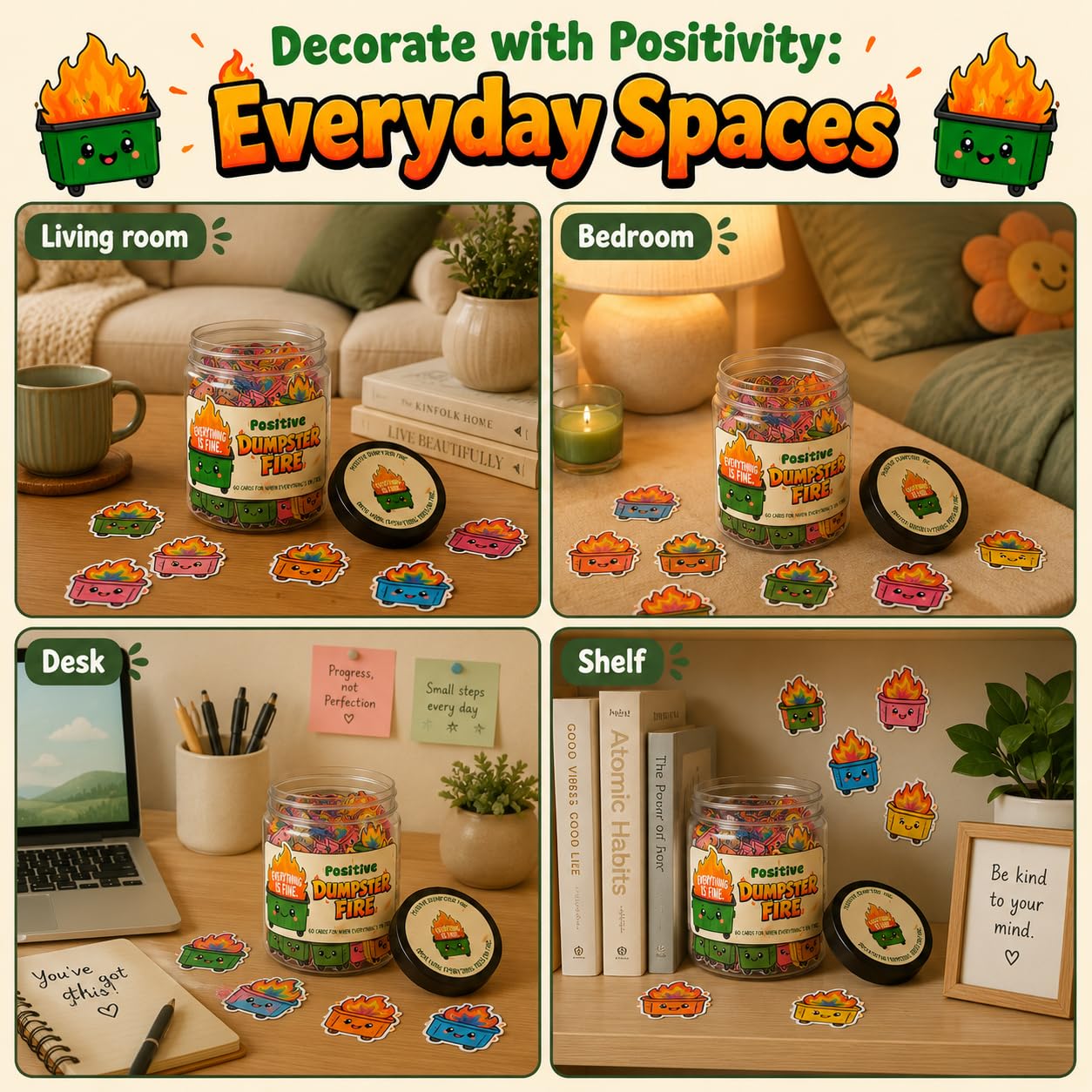 DEARMINE 60 Positive Pickle Cards Jar, Birthday Gifts for Women, Teens, Adults, Back to School Gift, White Elephant Gifts, Stocking Stuffers, Teen Girl Gifts Trendy Stuff