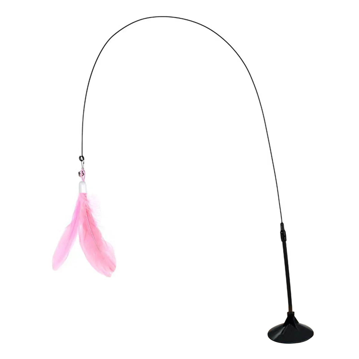 Cat Teaser Toy Cat Teaser Pole With Feather Bell Extended Rod Suction Cup Durable Bite Teaser Stick Replaceable Feather Head