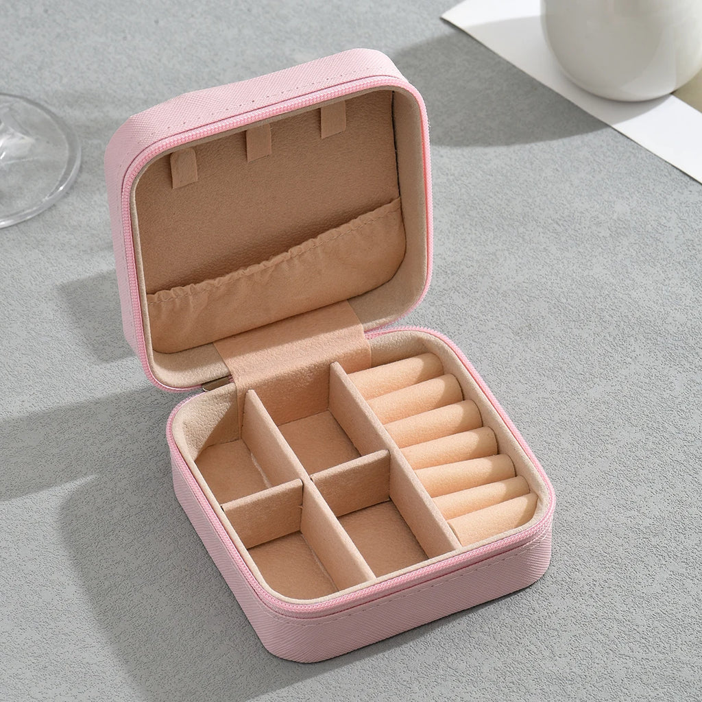 Simple ins macaroon jewelry box travel travel studs necklace ring jewelry box, portable