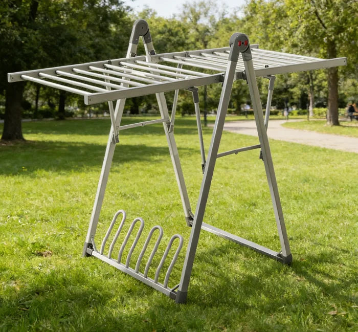 Electric Heated Foldable Metal Drying Rack With Foldable Design For Bathroom Outdoor Clothes Hanger Stand
