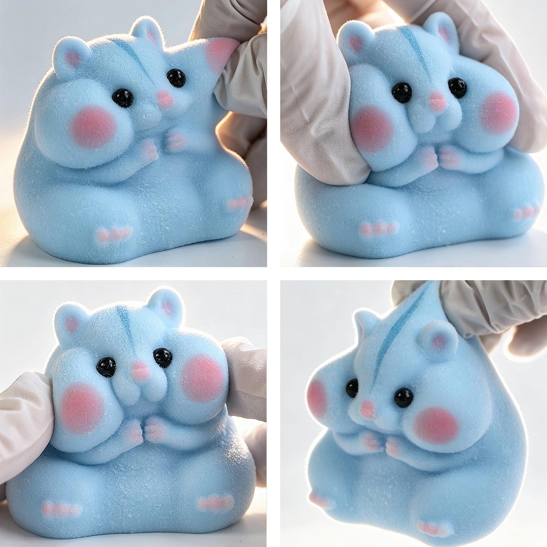 Handmade Taba Squishy Hamster Toy, Cute Squishy Stress Relief Fidget Toy | CUTE SQUEEZE Soft Non-toxic Silicone Butter Cheese Dumpling Squishy, Fuzzy Animal Sensory Toys for Kids Adults, Pink