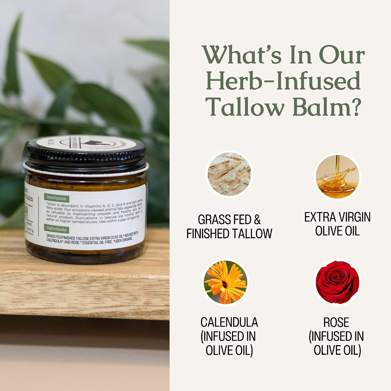 Hearth & Homestead Whipped Beef Tallow for Skin & Face, Unscented, 1.3oz | 100% Grass Fed & Finished, Eczema Cream & Body Butter, Only Organic Ingredients, For Skin & Face