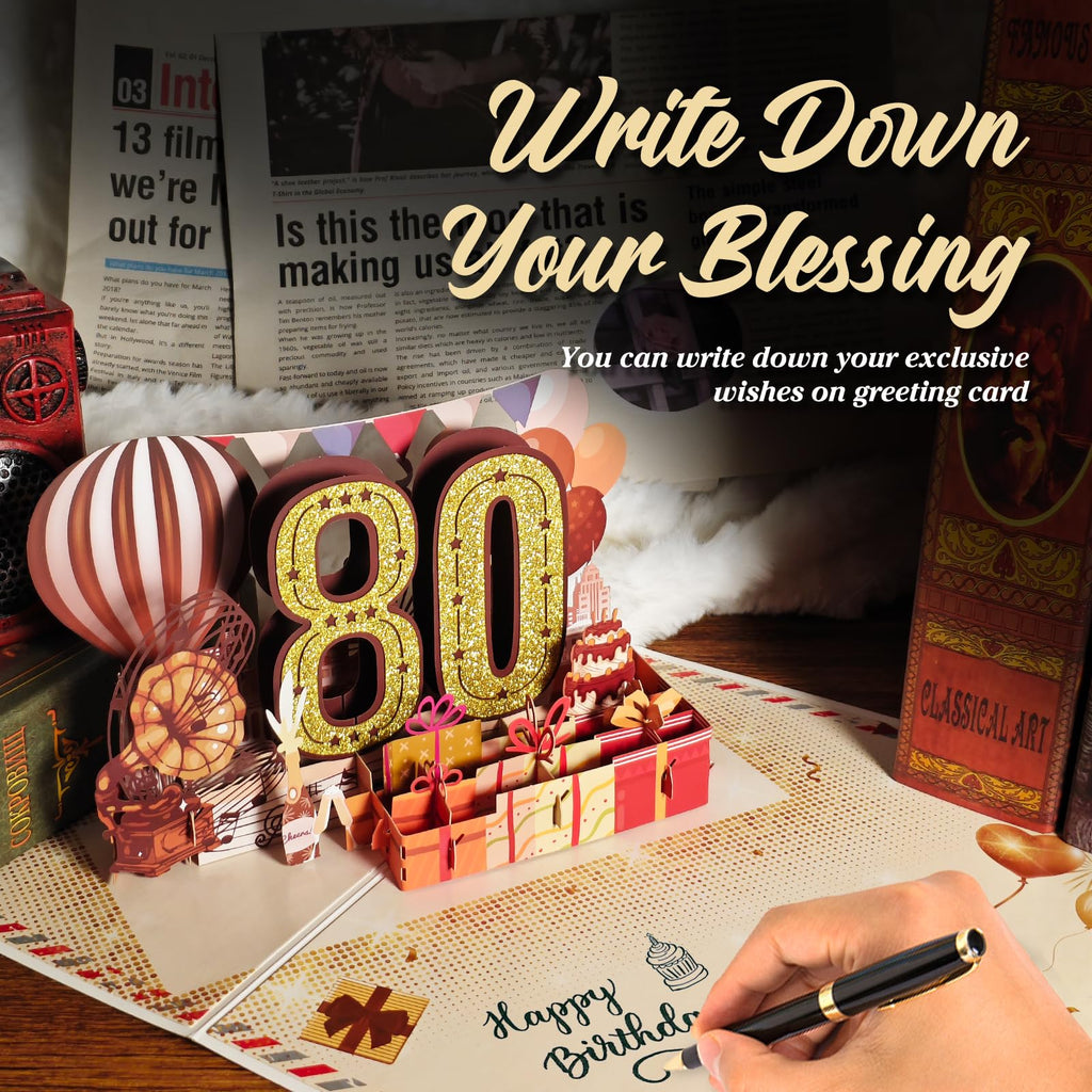 80th Birthday Card for Women Her, Large 3D Pop Up 80th Birthday cards forMom Grandma, Happy 80 Year Old Birthday Decorations for Wife Sister Funny Birthday Gifts, Back to 1946, Pink