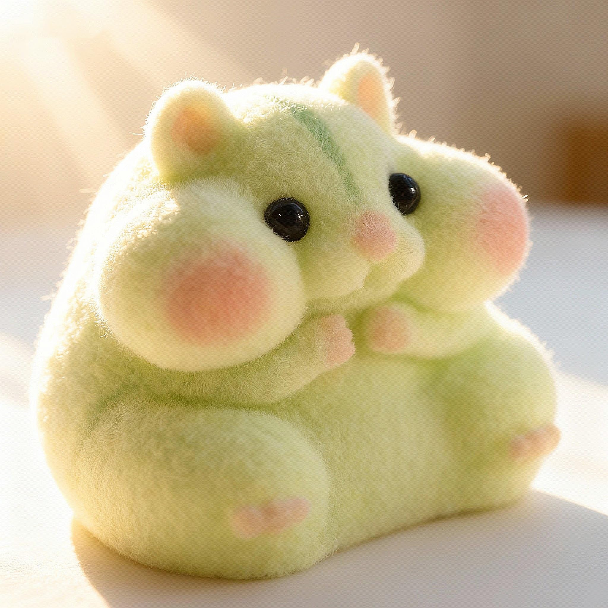 Handmade Taba Squishy Hamster Toy, Cute Squishy Stress Relief Fidget Toy | CUTE SQUEEZE Soft Non-toxic Silicone Butter Cheese Dumpling Squishy, Fuzzy Animal Sensory Toys for Kids Adults, Pink