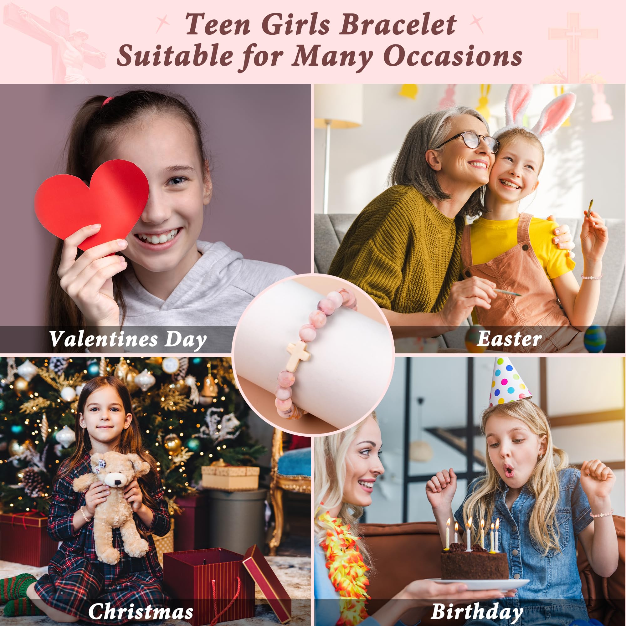 Sereney Birthday Gifts for Girls, 1-16 Year Old Girl Birthday Bracelet Gift | Adjustable Cross Pearl Beaded Bracelet, Happy Birthday Gifts for Daughter Granddaughter Niece, Handmade Link for Happy Bday