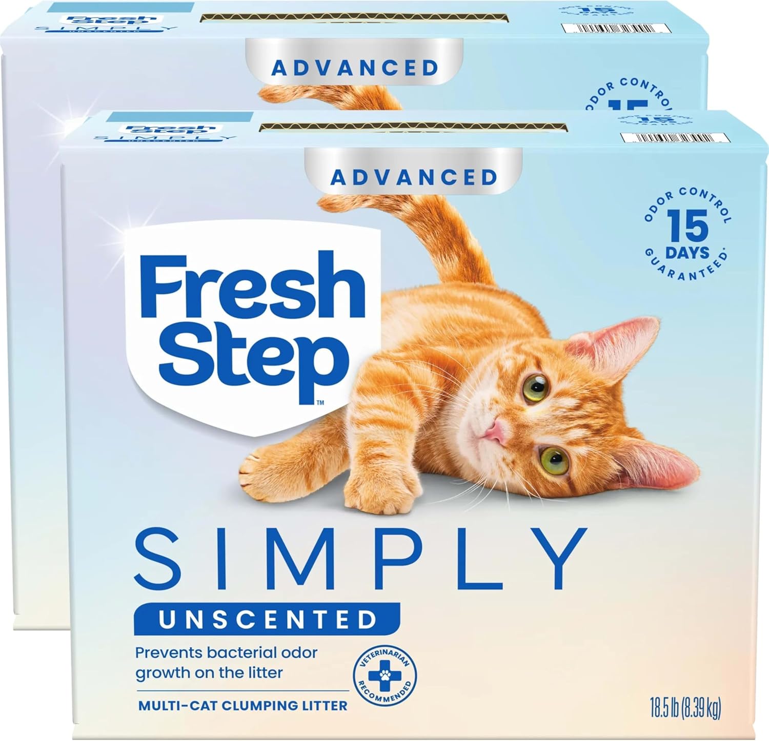 Fresh Step Advanced Odor Shield Clumping Cat Litter with Gain, 18.5 lb, 2Pk | Odor Shield with Ammonia Block Technology, Low Dust, Multi Cat, Compatible with Most Automatic Litter Boxes
