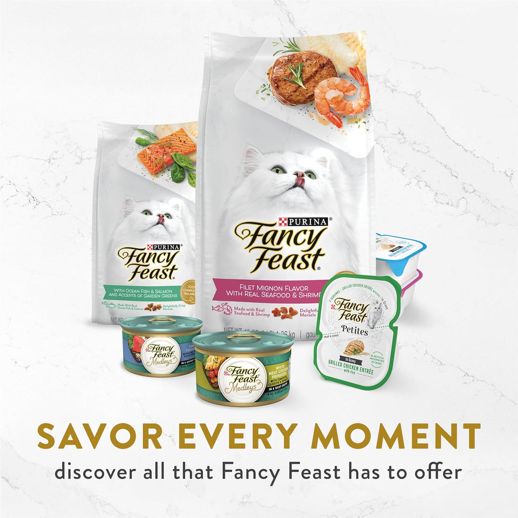 Purina Fancy Feast Gravy Lovers, Poultry & Beef Wet Cat Food, 3oz, 24-Pack | Variety Pack, grilled gourmet texture made with no artificial colors or preservatives, 100 percent complete and balanced