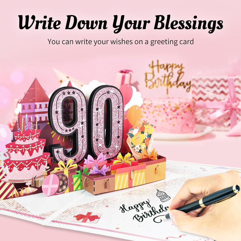 80th Birthday Card for Women Her, Large 3D Pop Up 80th Birthday cards forMom Grandma, Happy 80 Year Old Birthday Decorations for Wife Sister Funny Birthday Gifts, Back to 1946, Pink
