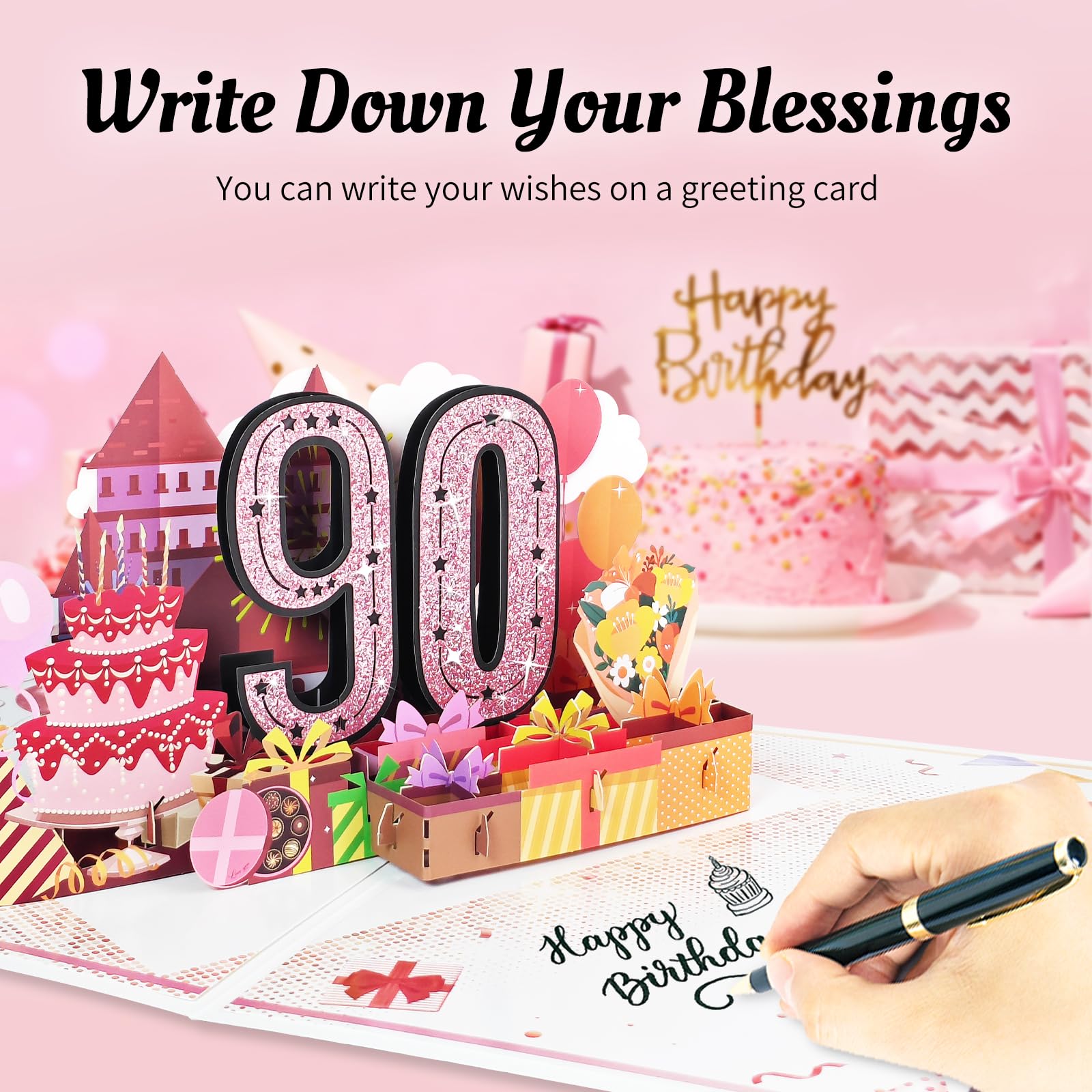 80th Birthday Card for Women Her, Large 3D Pop Up 80th Birthday cards forMom Grandma, Happy 80 Year Old Birthday Decorations for Wife Sister Funny Birthday Gifts, Back to 1946, Pink