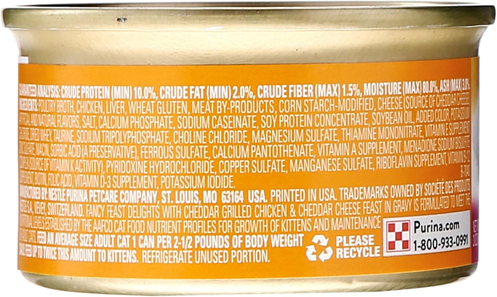Purina Fancy Feast Gravy Lovers, Poultry & Beef Wet Cat Food, 3oz, 24-Pack | Variety Pack, grilled gourmet texture made with no artificial colors or preservatives, 100 percent complete and balanced