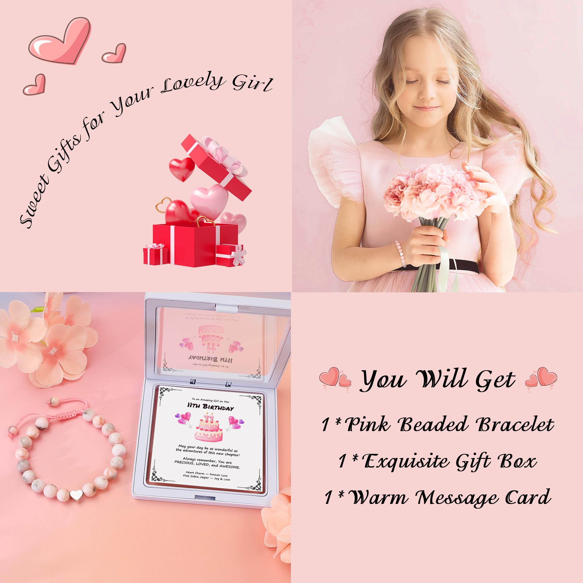 Sereney Birthday Gifts for Girls, 1-16 Year Old Girl Birthday Bracelet Gift | Adjustable Cross Pearl Beaded Bracelet, Happy Birthday Gifts for Daughter Granddaughter Niece, Handmade Link for Happy Bday