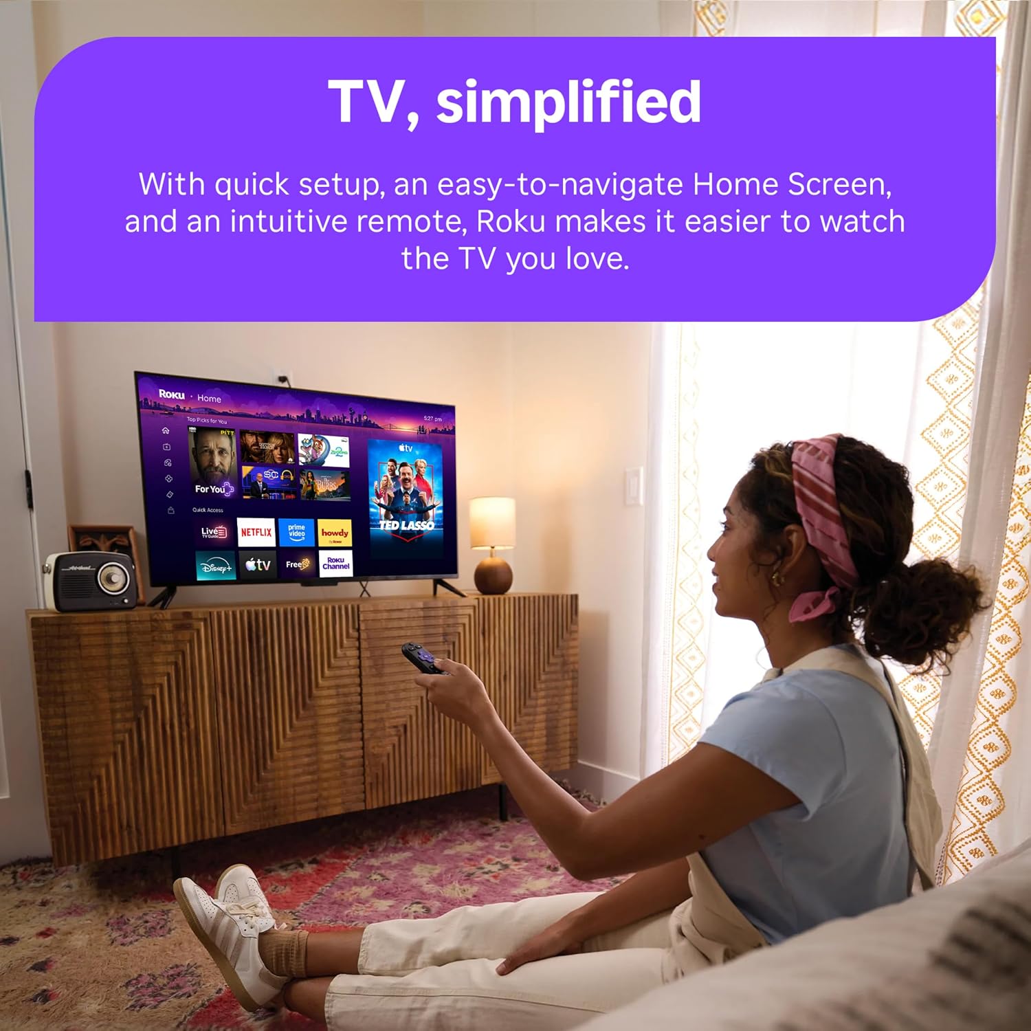 Roku Streaming Stick HD with Voice Remote | Compact 4K Streaming Device for TV with Roku Voice Remote & Long-Range Wi-Fi - Free & Live Local News, Sports