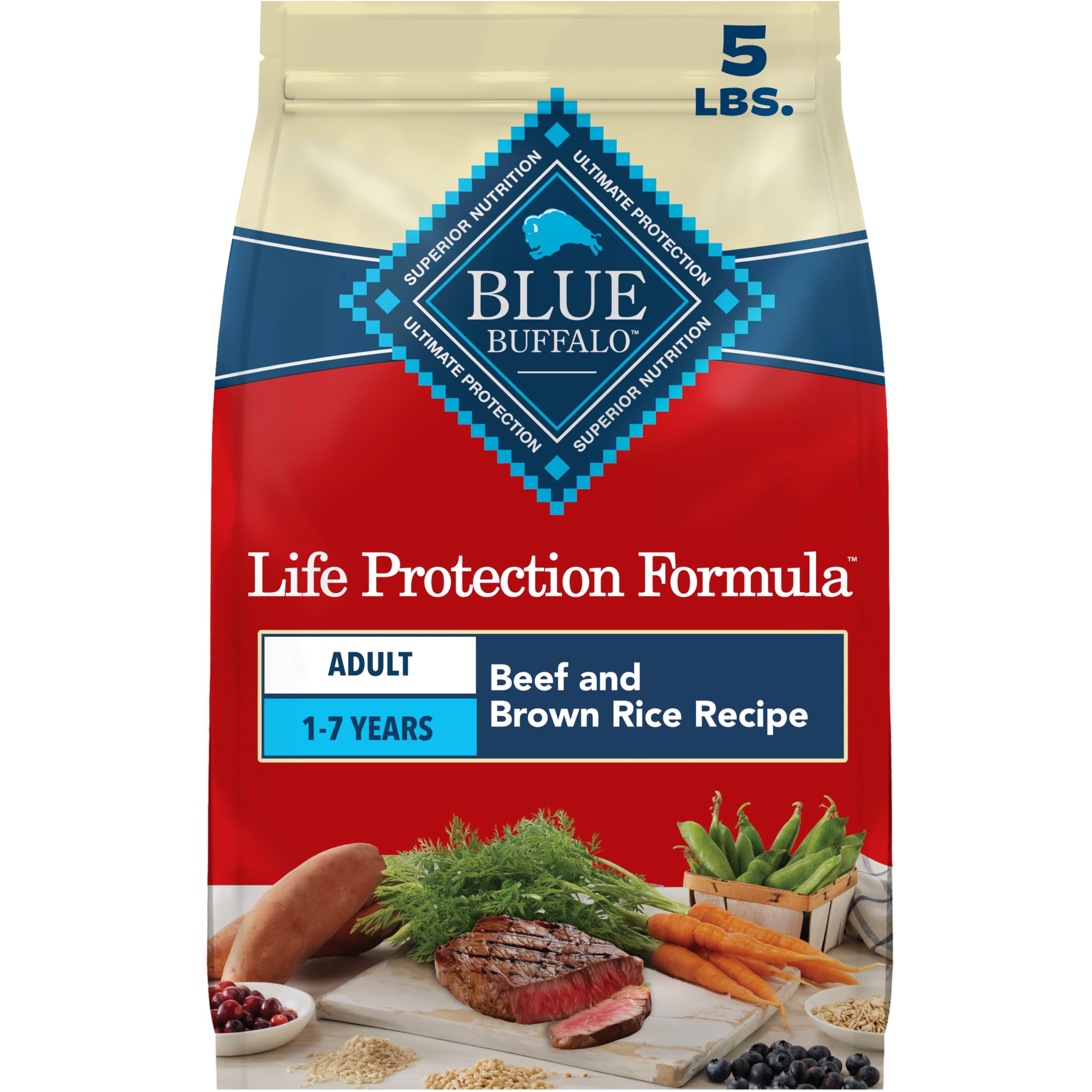 Blue Buffalo Life Protection Formula Chicken Adult Dry Dog Food, 5 lb | Real Chicken #1 Ingredient, Supports Immunity with Antioxidant-Rich LifeSource Bits, Promotes Healthy Muscle Development