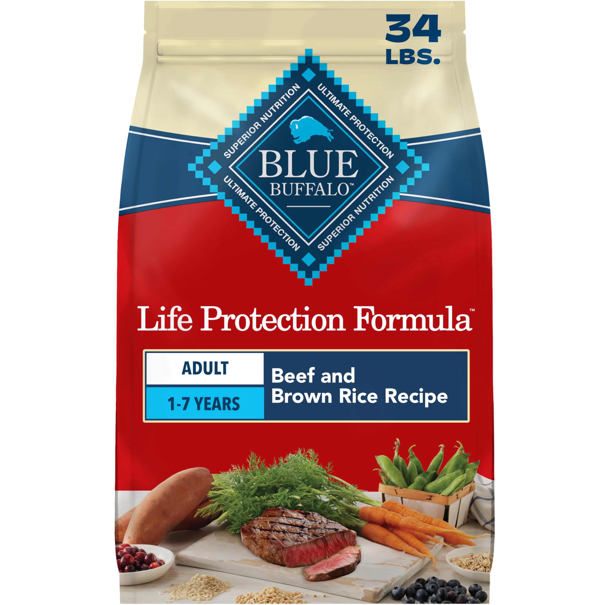 Blue Buffalo Life Protection Formula Chicken Adult Dry Dog Food, 5 lb | Real Chicken #1 Ingredient, Supports Immunity with Antioxidant-Rich LifeSource Bits, Promotes Healthy Muscle Development