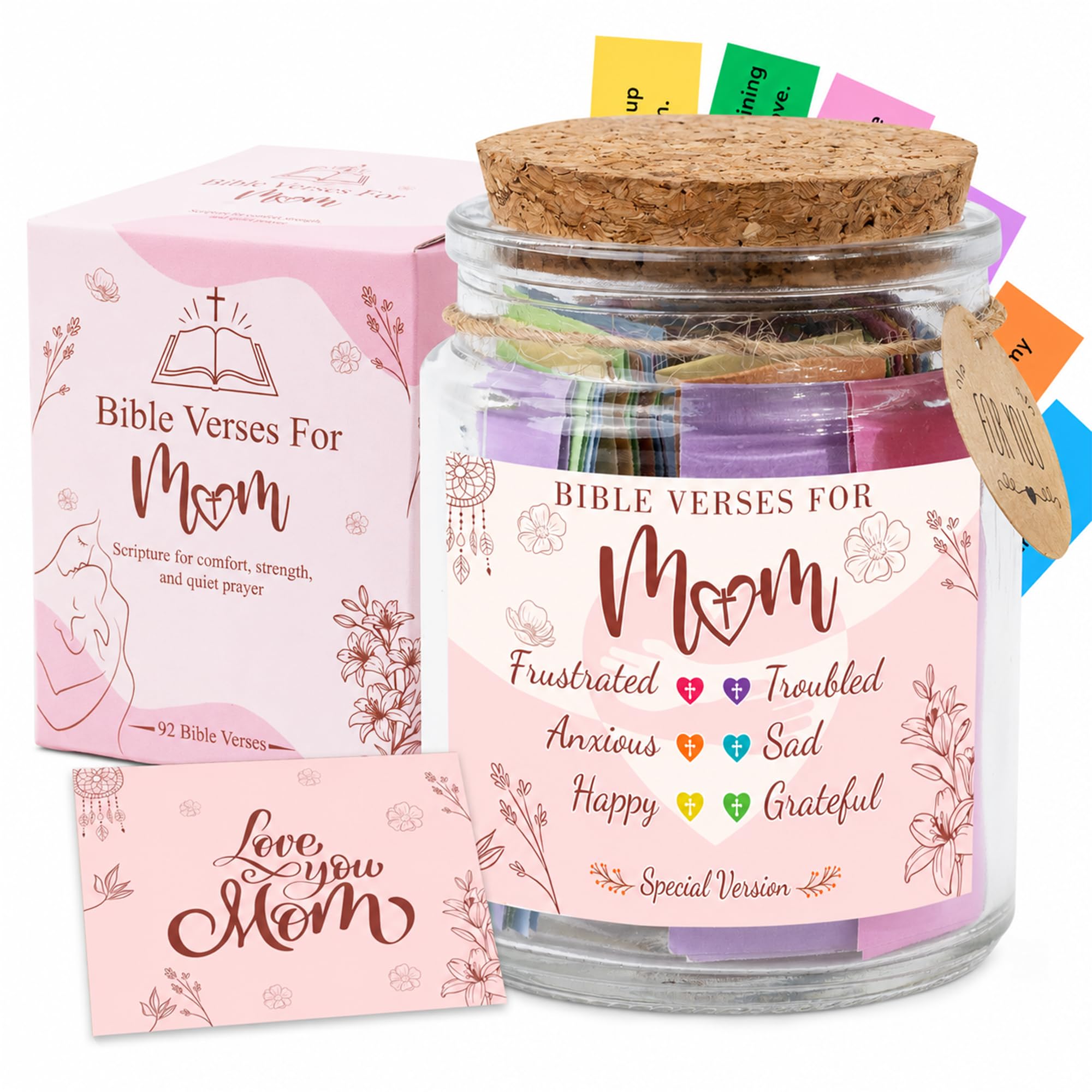 Bible Verses Jar for Daughter – Daughter Gifts From Mom, Graduation Gifts for Daughters, 92 Bible Verses Folded by hand, Christian Gift for Women