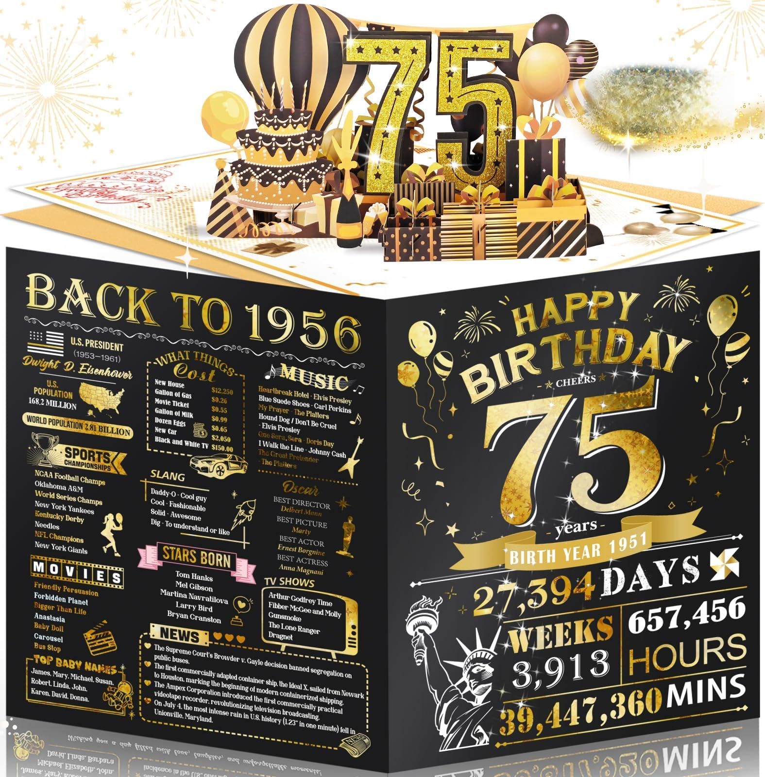 80th Birthday Card for Women Her, Large 3D Pop Up 80th Birthday cards forMom Grandma, Happy 80 Year Old Birthday Decorations for Wife Sister Funny Birthday Gifts, Back to 1946, Pink