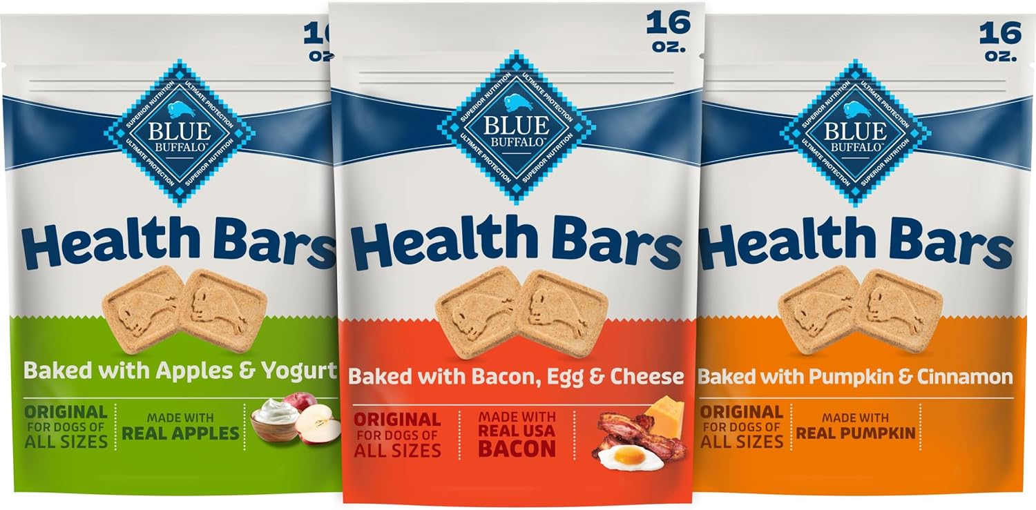 Blue Buffalo Health Bars Pumpkin & Cinnamon Dog Biscuits, 16 oz | Oven-Baked, Crunchy Texture, No Chicken By-Product, Corn, Wheat, or Soy