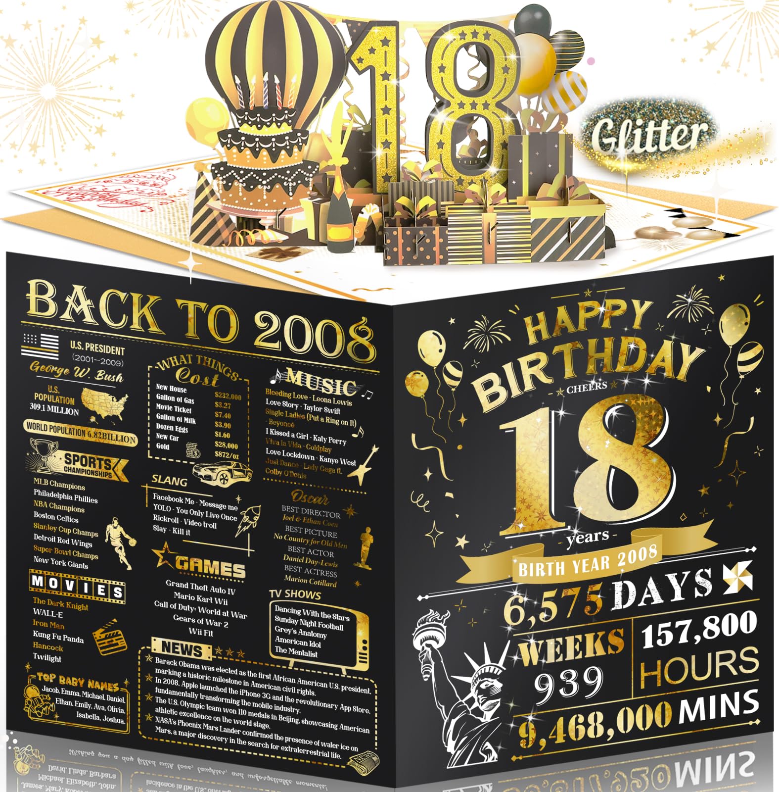 80th Birthday Card for Women Her, Large 3D Pop Up 80th Birthday cards forMom Grandma, Happy 80 Year Old Birthday Decorations for Wife Sister Funny Birthday Gifts, Back to 1946, Pink