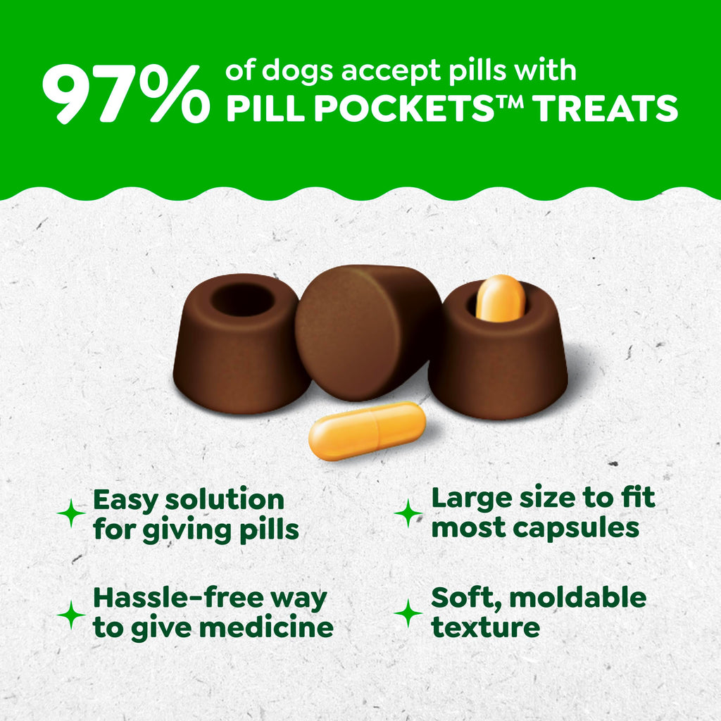 Greenies Pill Pockets Large Size Dog Treats, Peanut Butter, 15.8 oz | Vet-recommended, capsule size, low calorie, odor masking, stress- and mess-free medication experience