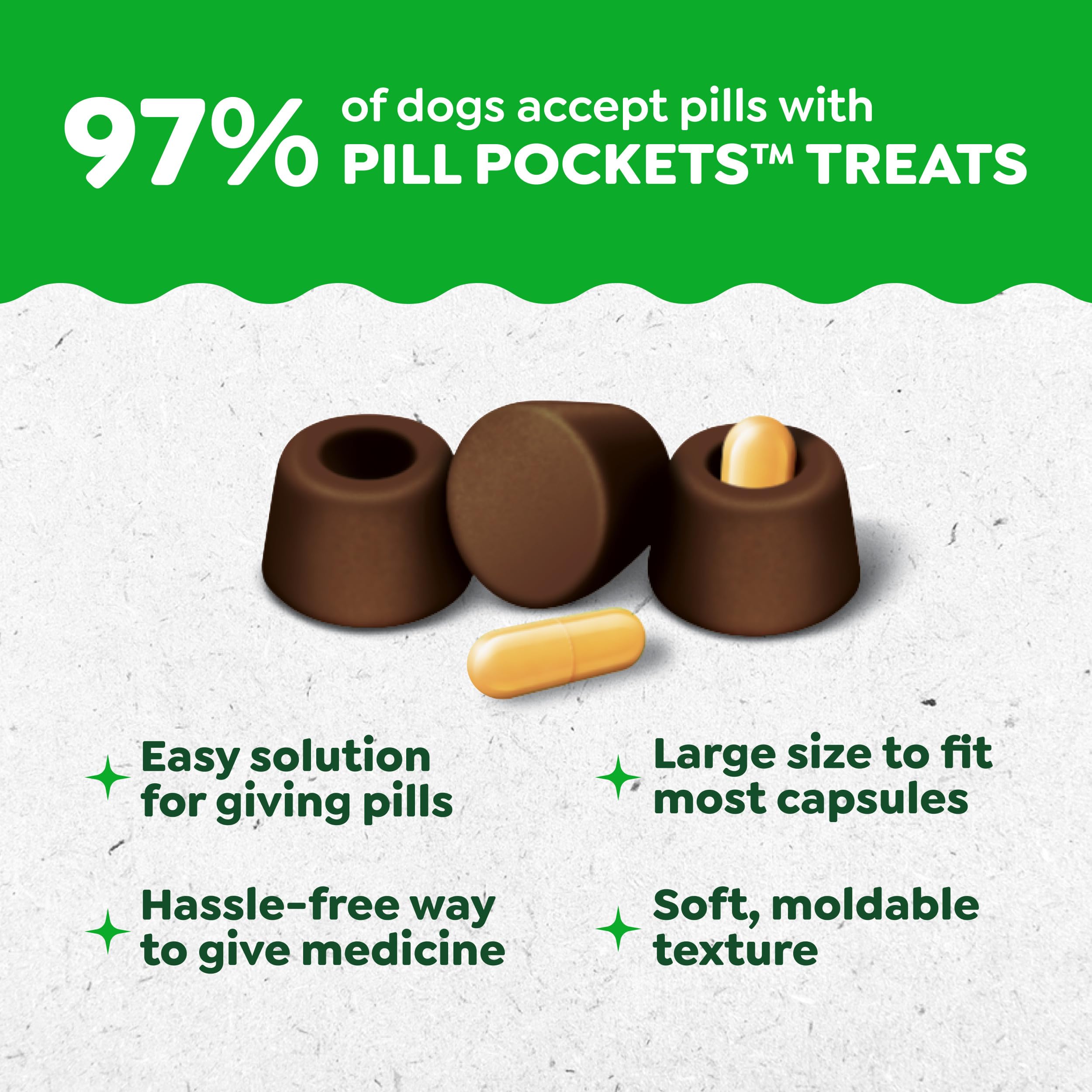 Greenies Pill Pockets Large Size Dog Treats, Peanut Butter, 15.8 oz | Vet-recommended, capsule size, low calorie, odor masking, stress- and mess-free medication experience