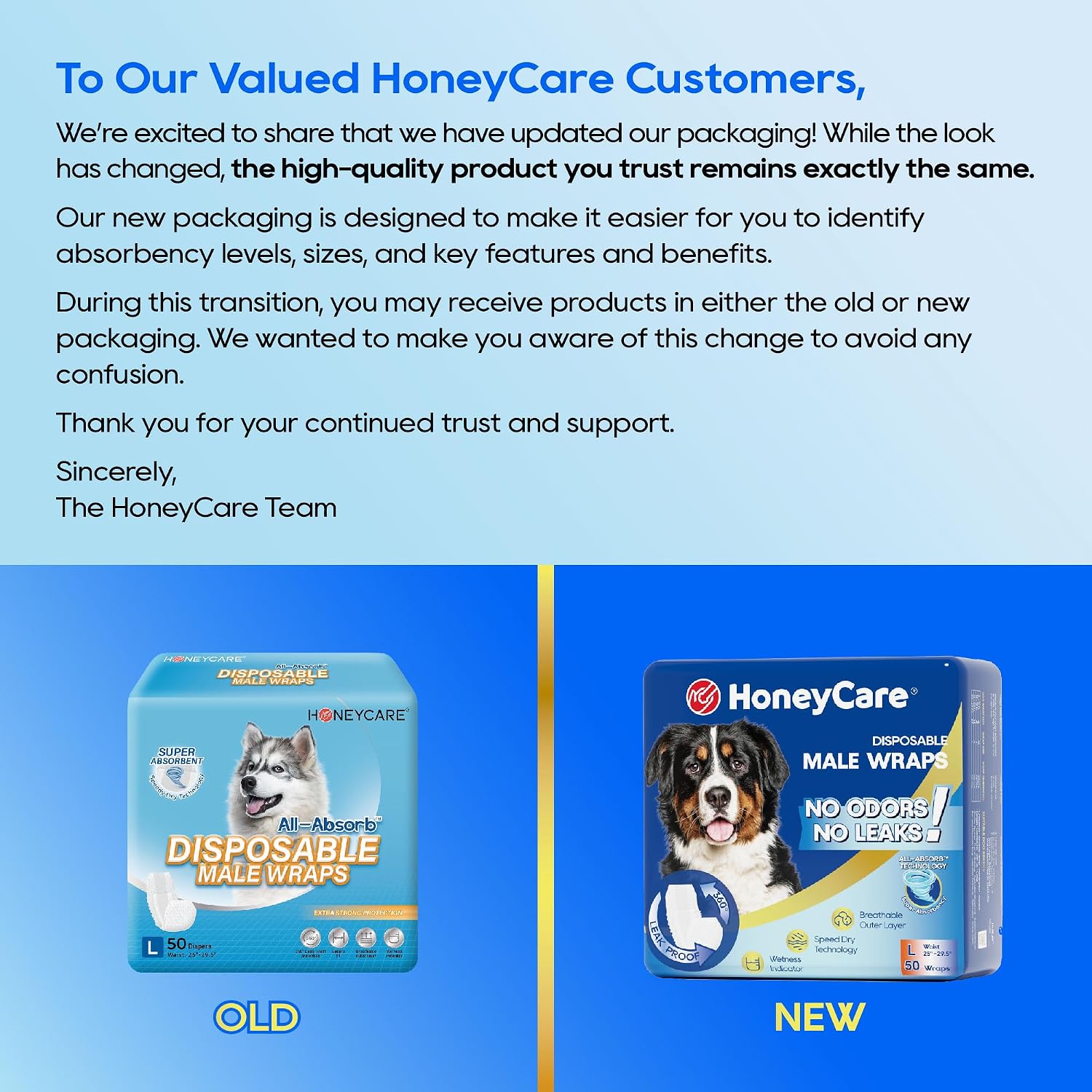HONEY CARE All-Absorb A26 Male Dog Wrap, 50 Count, Small