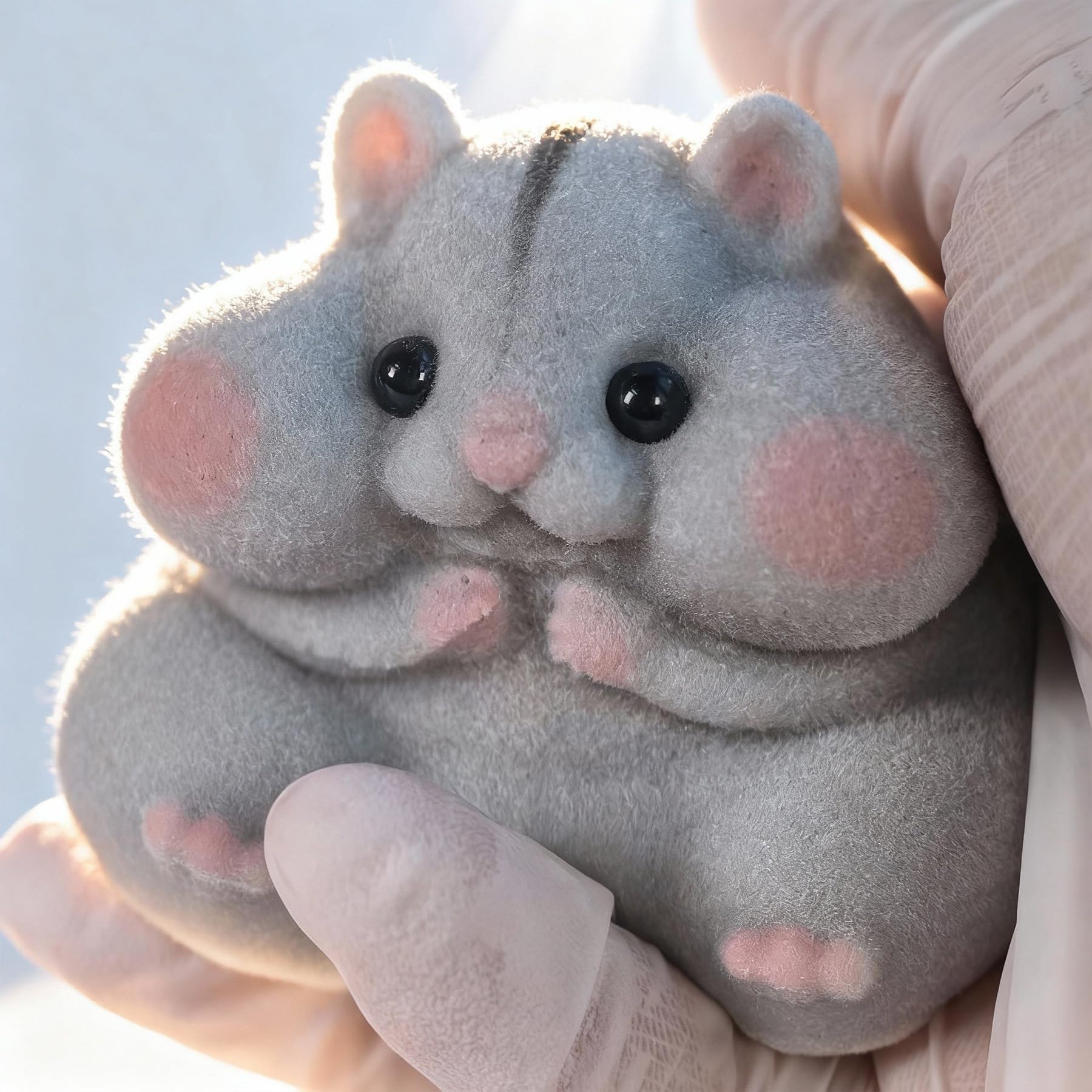 Handmade Taba Squishy Hamster Toy, Cute Squishy Stress Relief Fidget Toy | CUTE SQUEEZE Soft Non-toxic Silicone Butter Cheese Dumpling Squishy, Fuzzy Animal Sensory Toys for Kids Adults, Pink