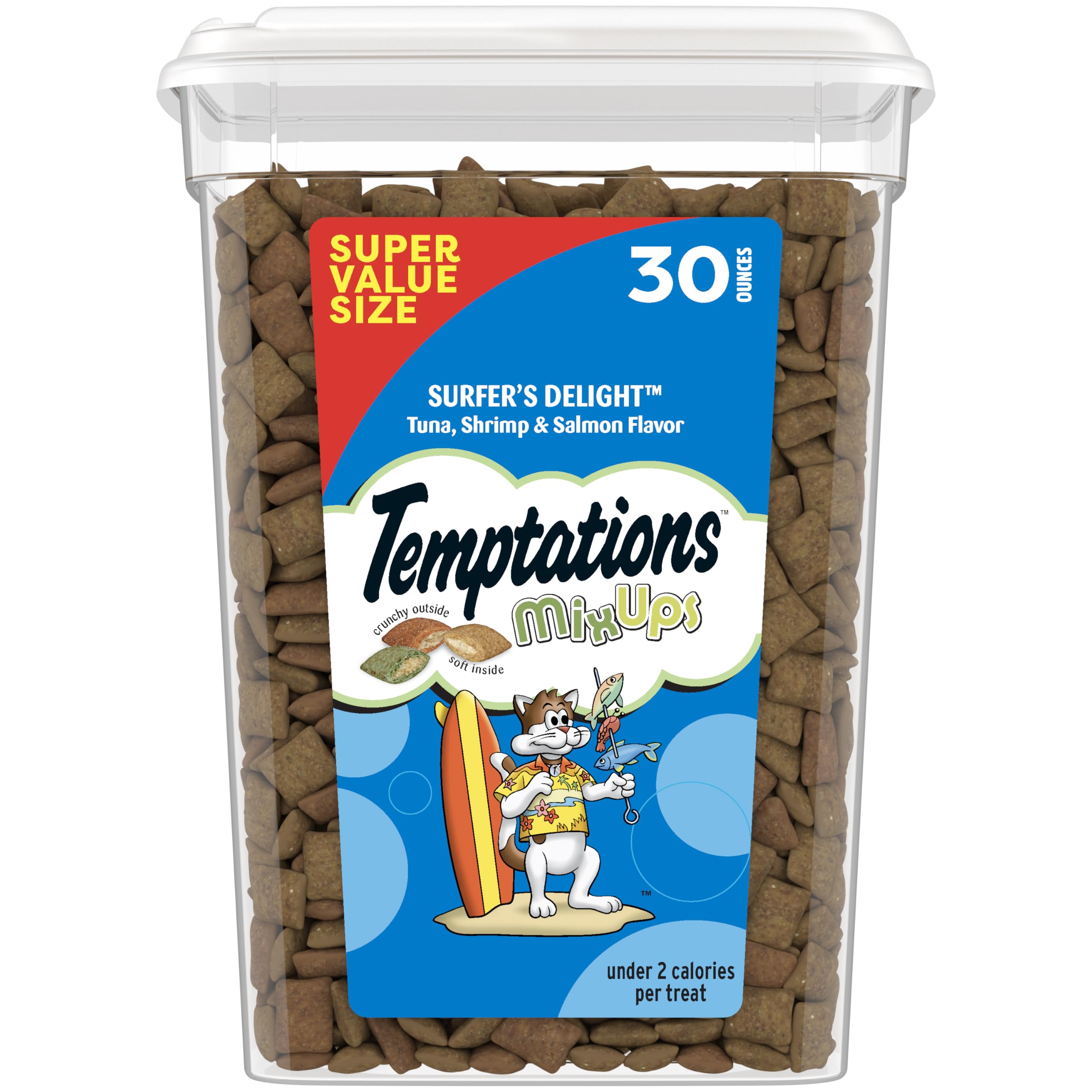 Temptations Classic Crunchy and Soft Cat Treats, Tasty Chicken, 30 oz | Under 2 calories per treat, crunchy outside & soft inside, resealable tub, use as meal or topper, 100% complete & balanced