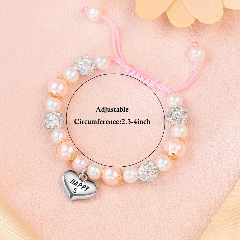 Sereney Birthday Gifts for Girls, 1-16 Year Old Girl Birthday Bracelet Gift | Adjustable Cross Pearl Beaded Bracelet, Happy Birthday Gifts for Daughter Granddaughter Niece, Handmade Link for Happy Bday