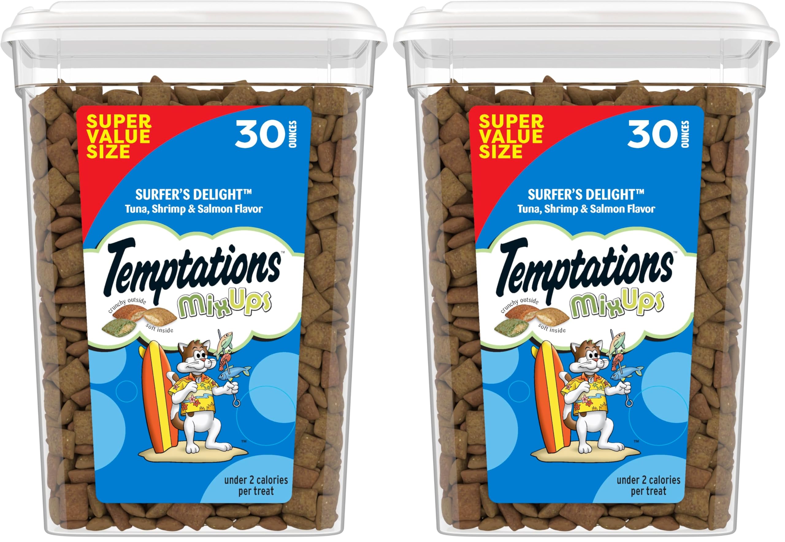 Temptations Classic Crunchy and Soft Cat Treats, Tasty Chicken, 30 oz | Under 2 calories per treat, crunchy outside & soft inside, resealable tub, use as meal or topper, 100% complete & balanced